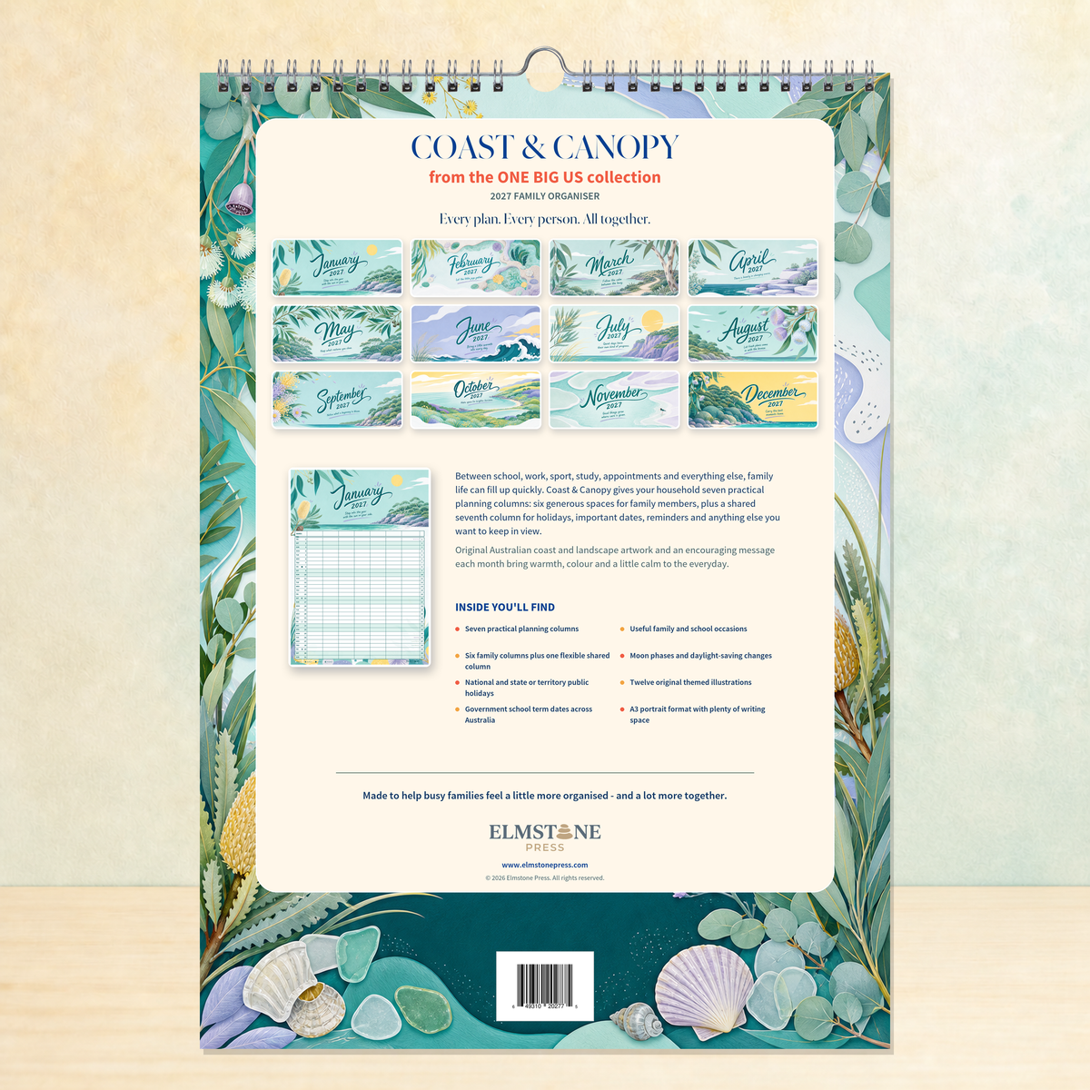2027 Coast & Canopy - ONE BIG US A3 Australian Family Organiser Calendar - Image 04