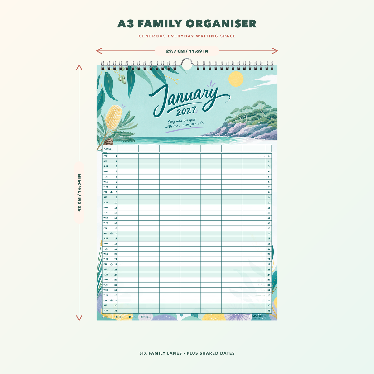 2027 Coast & Canopy - ONE BIG US A3 Australian Family Organiser Calendar - Image 08