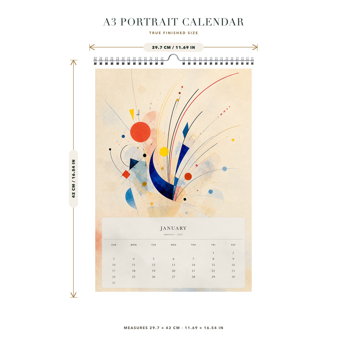2027 Colour Symphonies (The Reimagined Collection - Inspired By Wassily Kandinsky) - A3 Wall Calendar - Image 08
