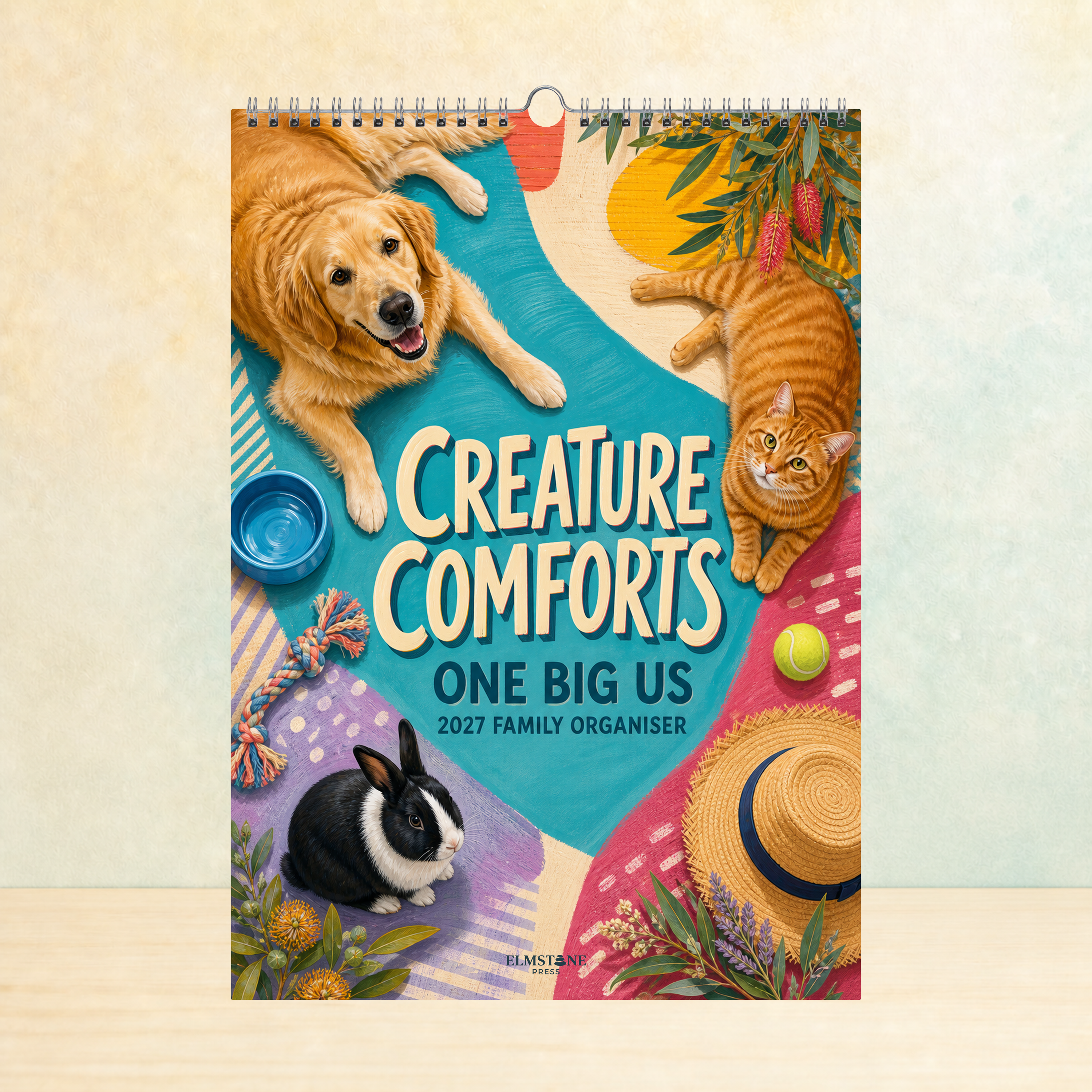 2027 Creature Comforts - ONE BIG US A3 Australian Family Organiser Calendar - Image 01