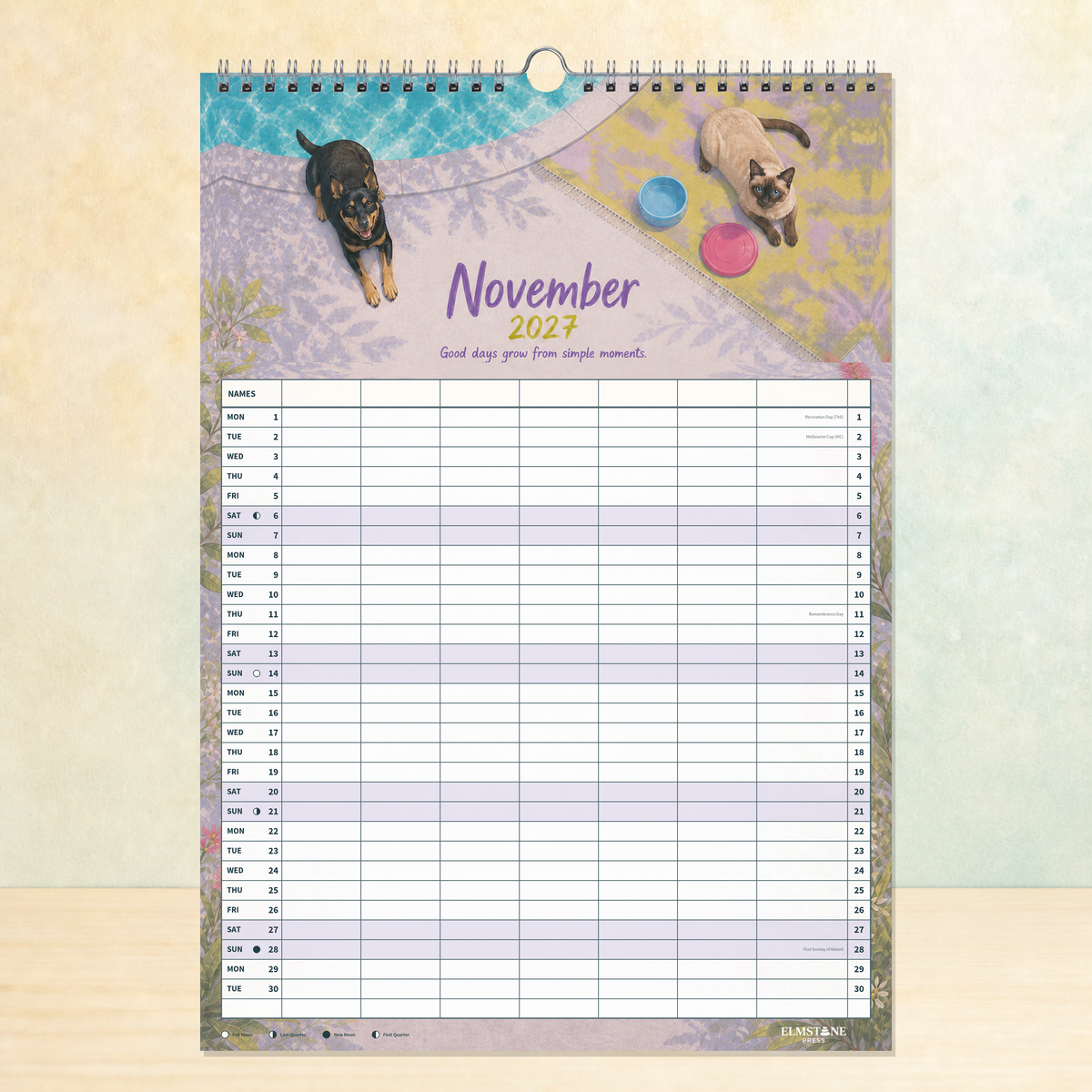 2027 Creature Comforts - ONE BIG US A3 Australian Family Organiser Calendar - Image 11