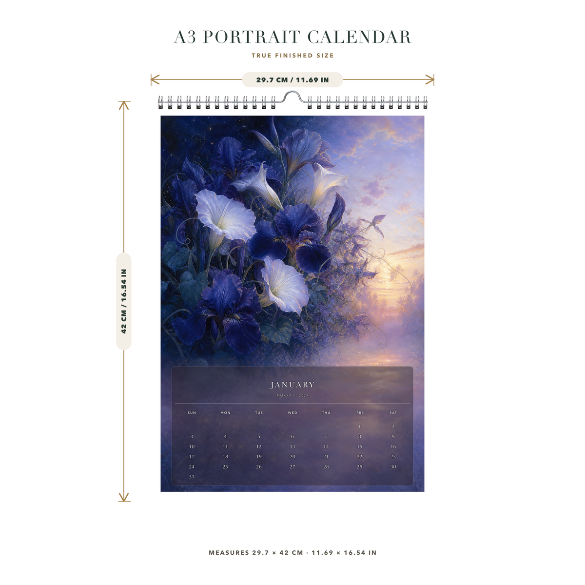 2027 Midnight Botanica (The Reimagined Collection - Inspired By Odilon Redon) - A3 Wall Calendar - Image 08