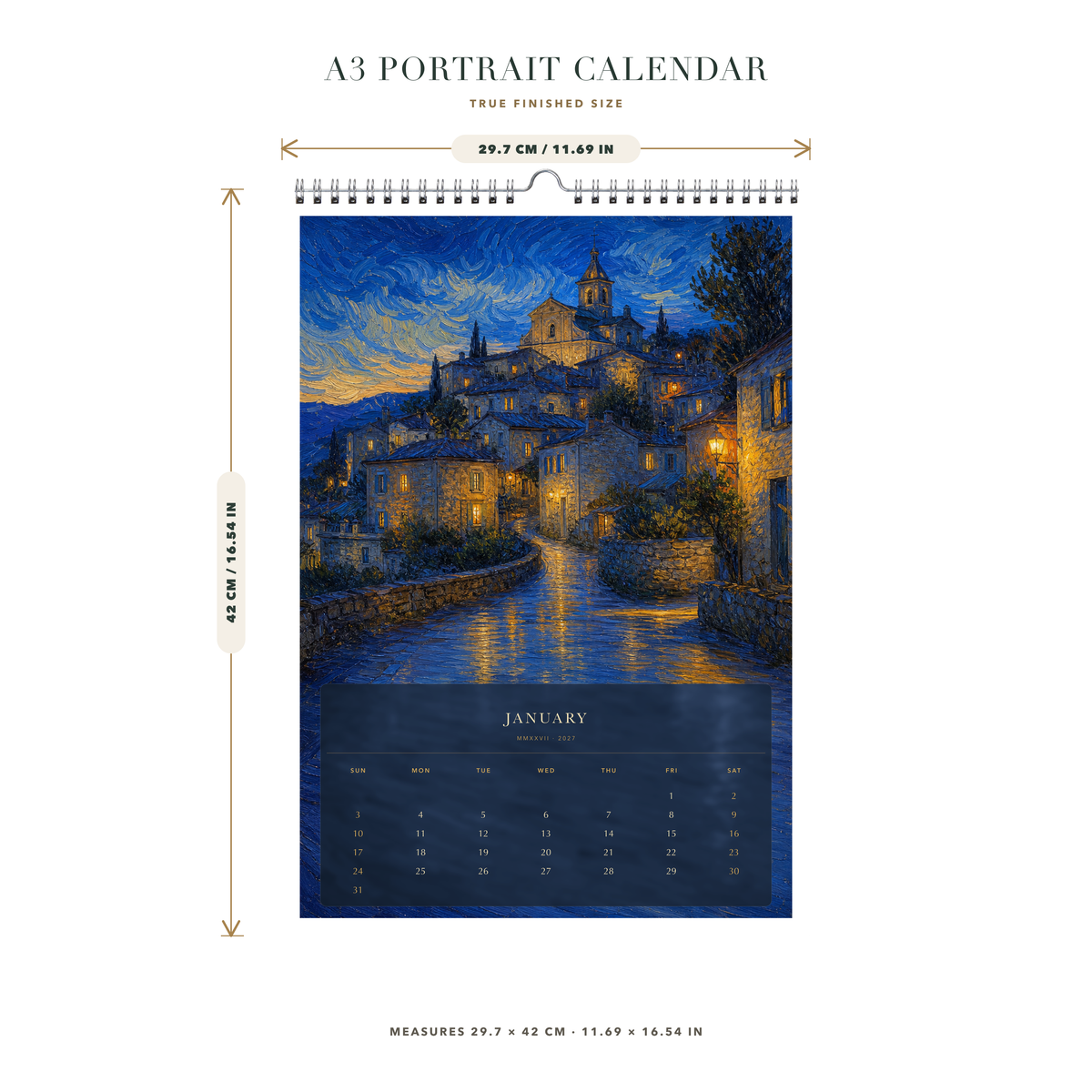 2027 Painted Places (The Reimagined Collection - Inspired By Vincent Van Gogh) - A3 Wall Calendar - Image 08