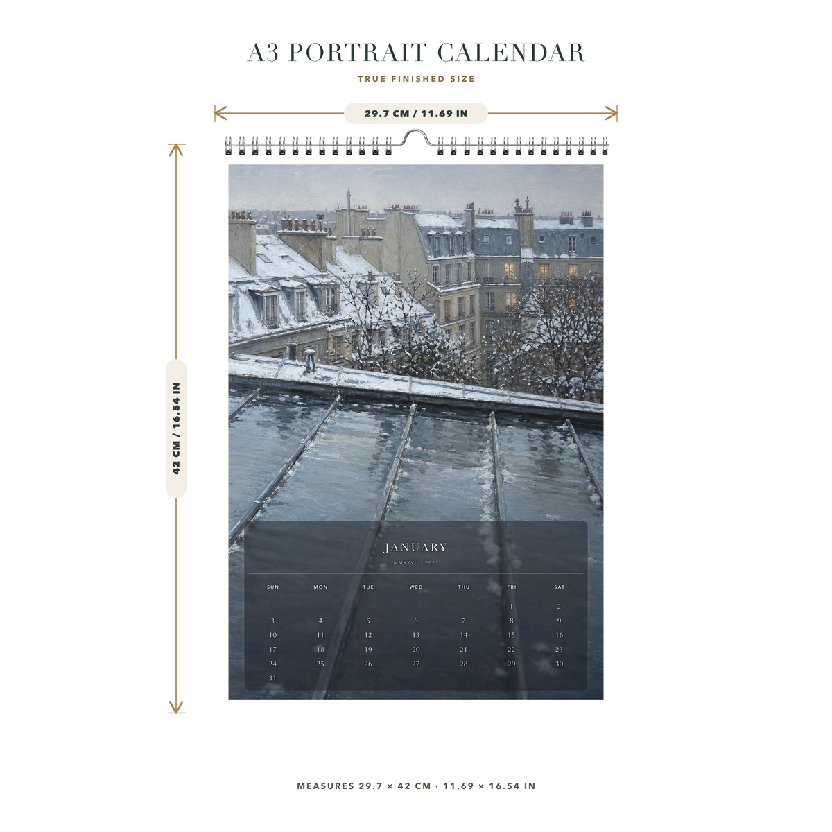 2027 Paris After Rain (The Reimagined Collection - Inspired By Gustave Caillebotte) - A3 Wall Calendar - Image 08