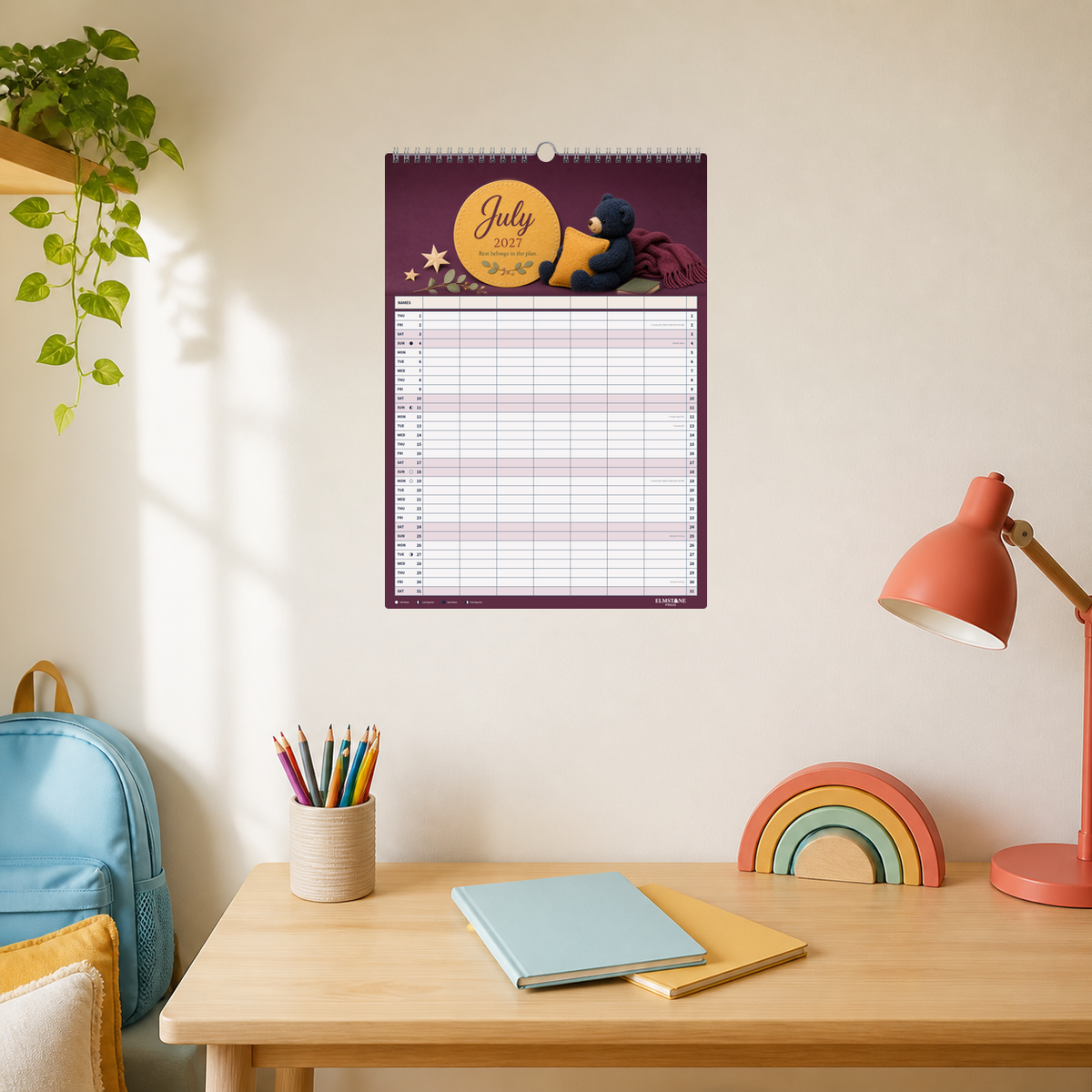 2027 Patch & Pals - ONE BIG US A3 Australian Family Organiser Calendar - Image 06