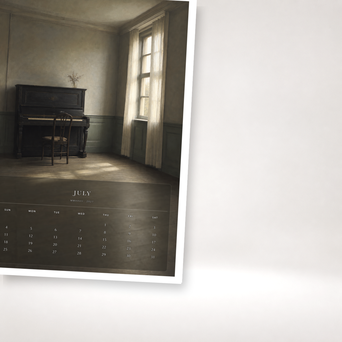 2027 Rooms of Stillness (The Reimagined Collection - Inspired By Vilhelm Hammershøi) - A3 Wall Calendar - Image 07