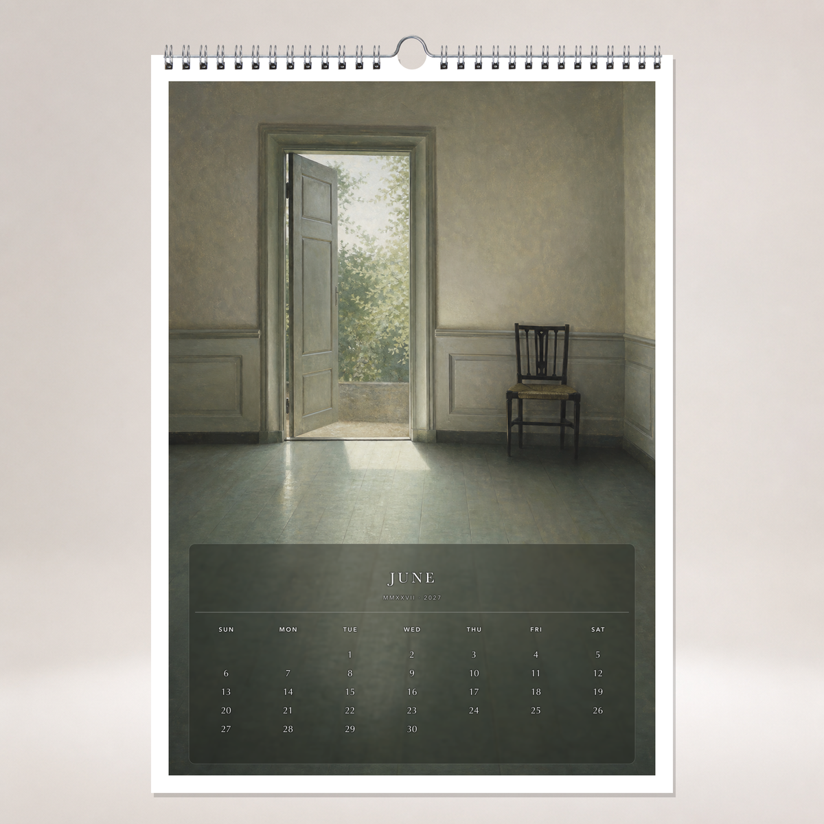 2027 Rooms of Stillness (The Reimagined Collection - Inspired By Vilhelm Hammershøi) - A3 Wall Calendar - Image 10