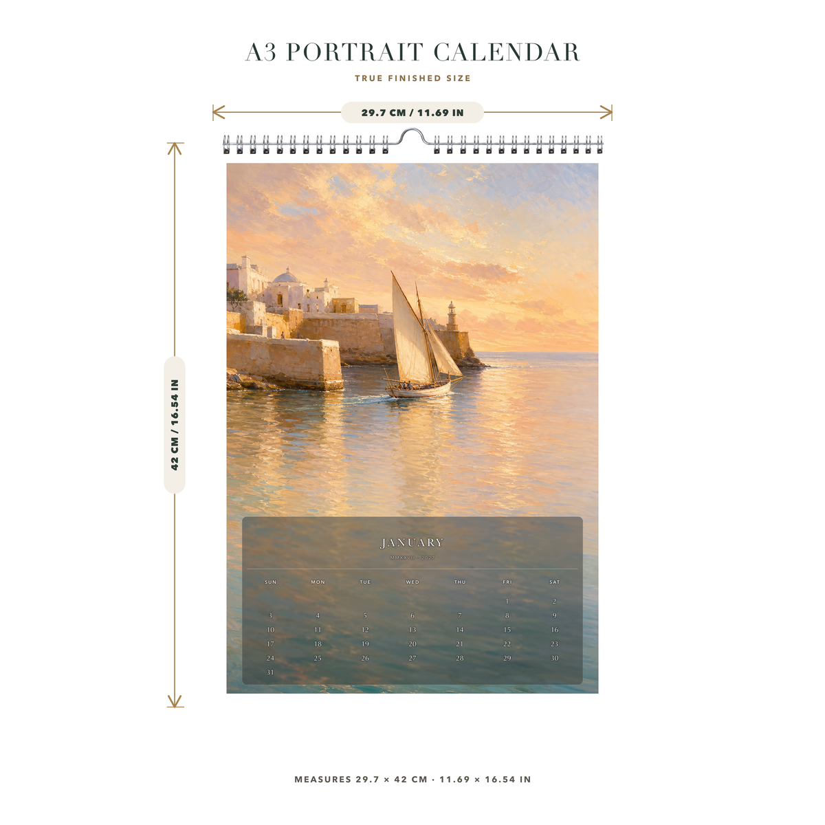 2027 Shores of Light (The Reimagined Collection - Inspired By Joaquín Sorolla) - A3 Wall Calendar - Image 08