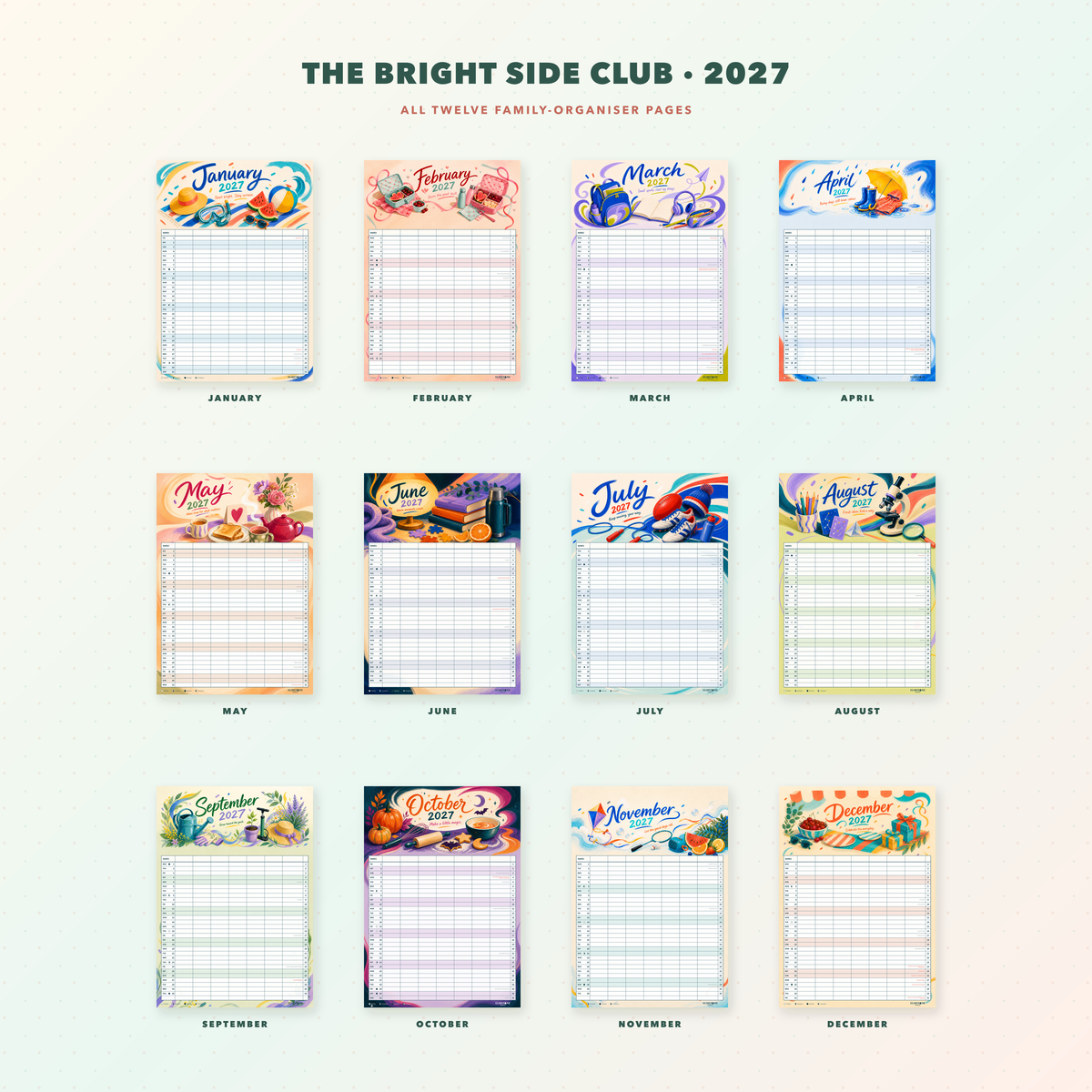 2027 The Bright Side Club - ONE BIG US A3 Australian Family Organiser Calendar - Image 03
