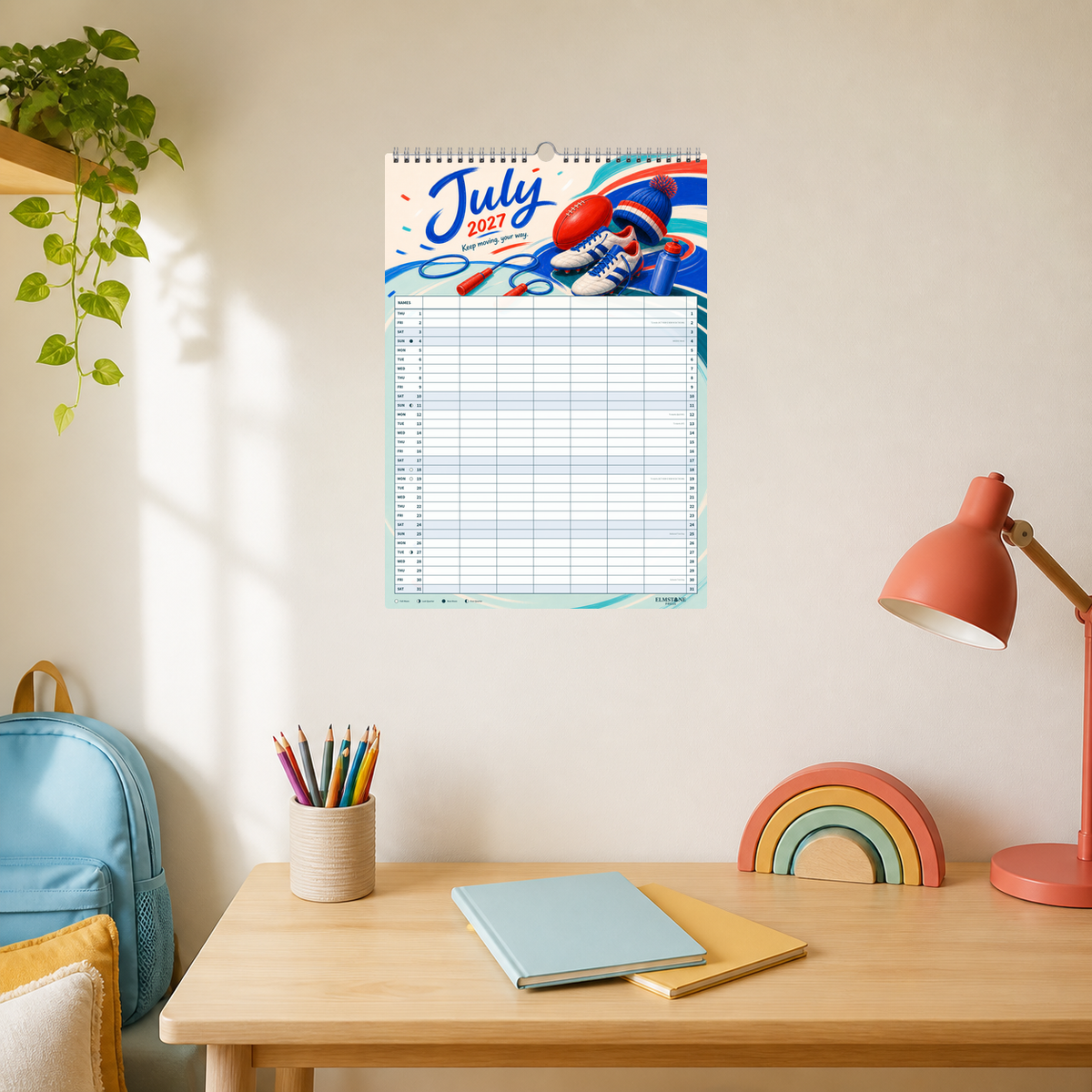 2027 The Bright Side Club - ONE BIG US A3 Australian Family Organiser Calendar - Image 06