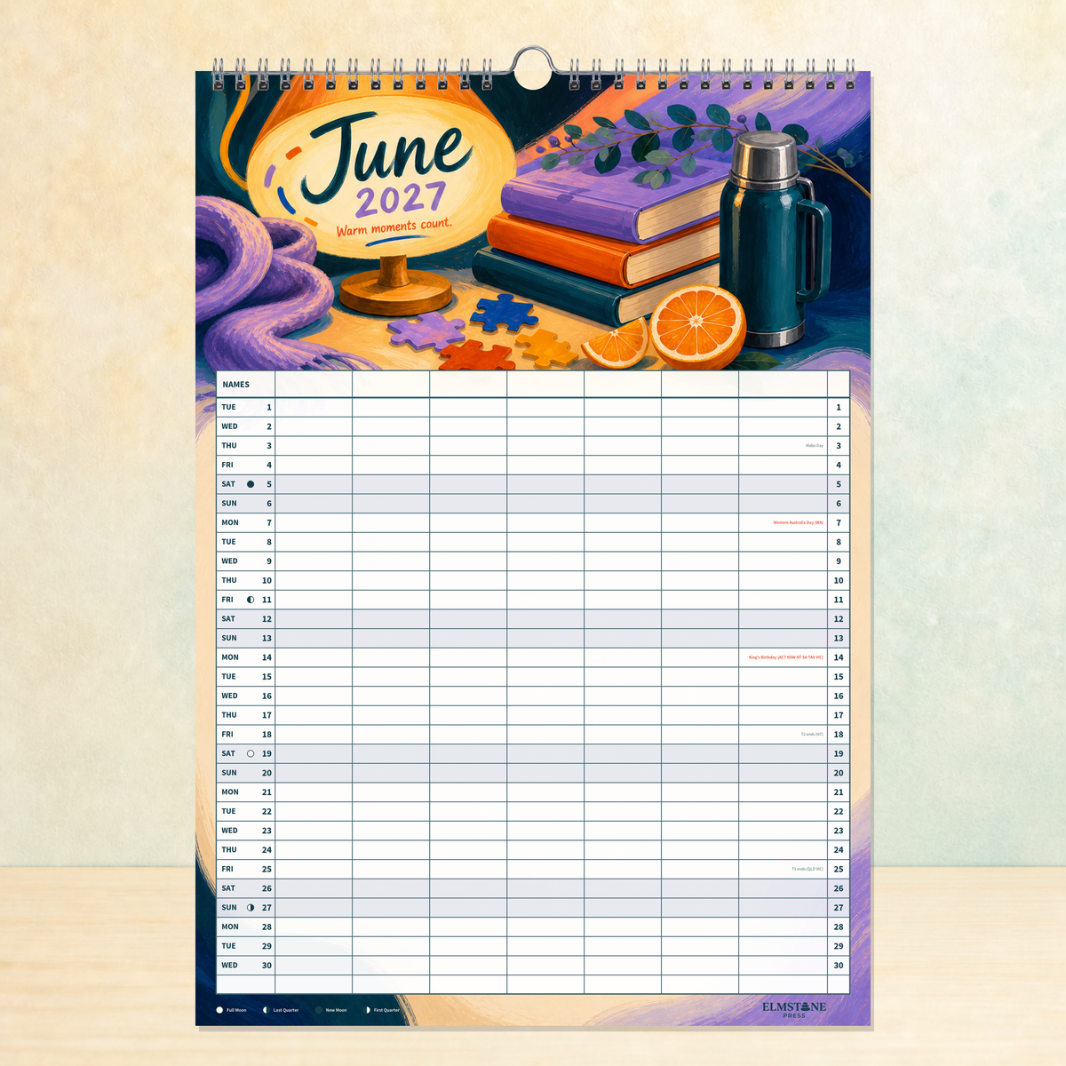 2027 The Bright Side Club - ONE BIG US A3 Australian Family Organiser Calendar - Image 10