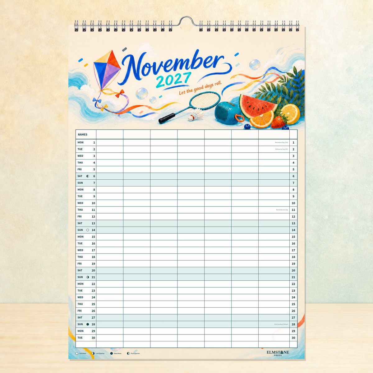 2027 The Bright Side Club - ONE BIG US A3 Australian Family Organiser Calendar - Image 11