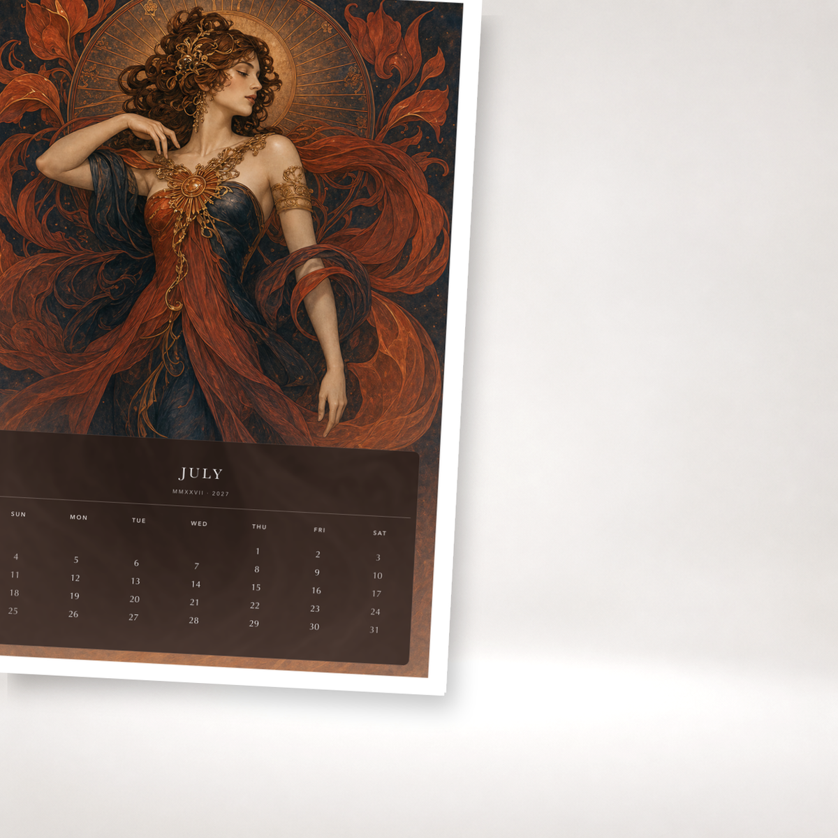 2027 The Twelve Muses (The Reimagined Collection - Inspired By Alphonse Mucha) - A3 Wall Calendar - Image 07