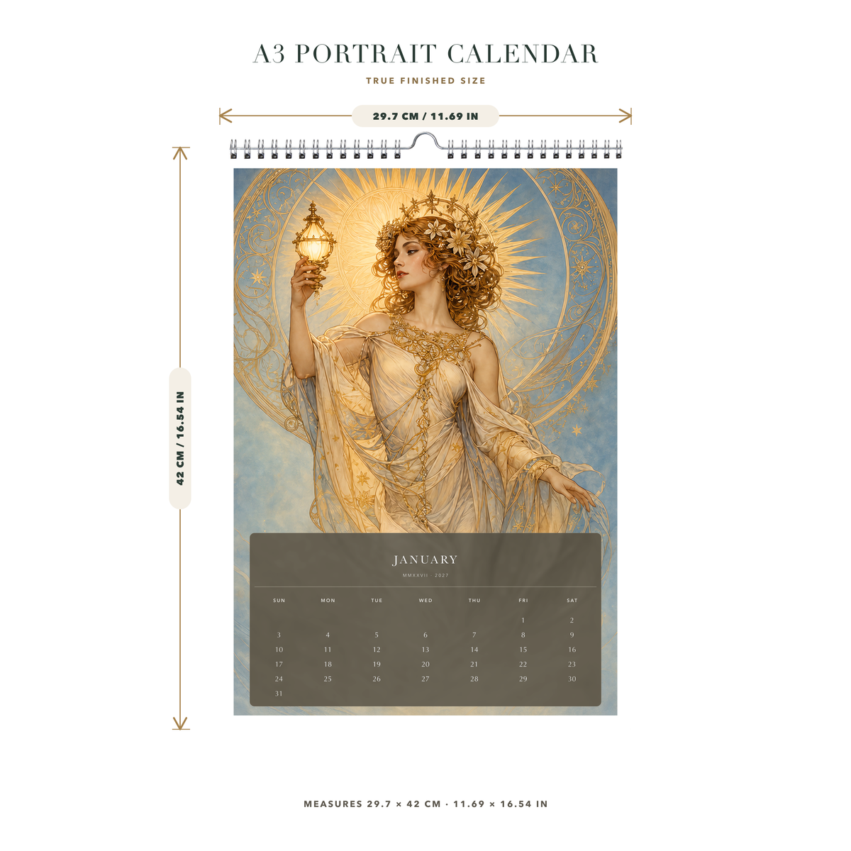 2027 The Twelve Muses (The Reimagined Collection - Inspired By Alphonse Mucha) - A3 Wall Calendar - Image 08
