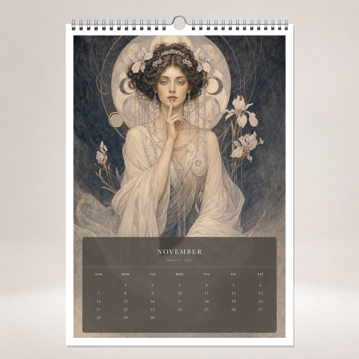 2027 The Twelve Muses (The Reimagined Collection - Inspired By Alphonse Mucha) - A3 Wall Calendar - Image 11