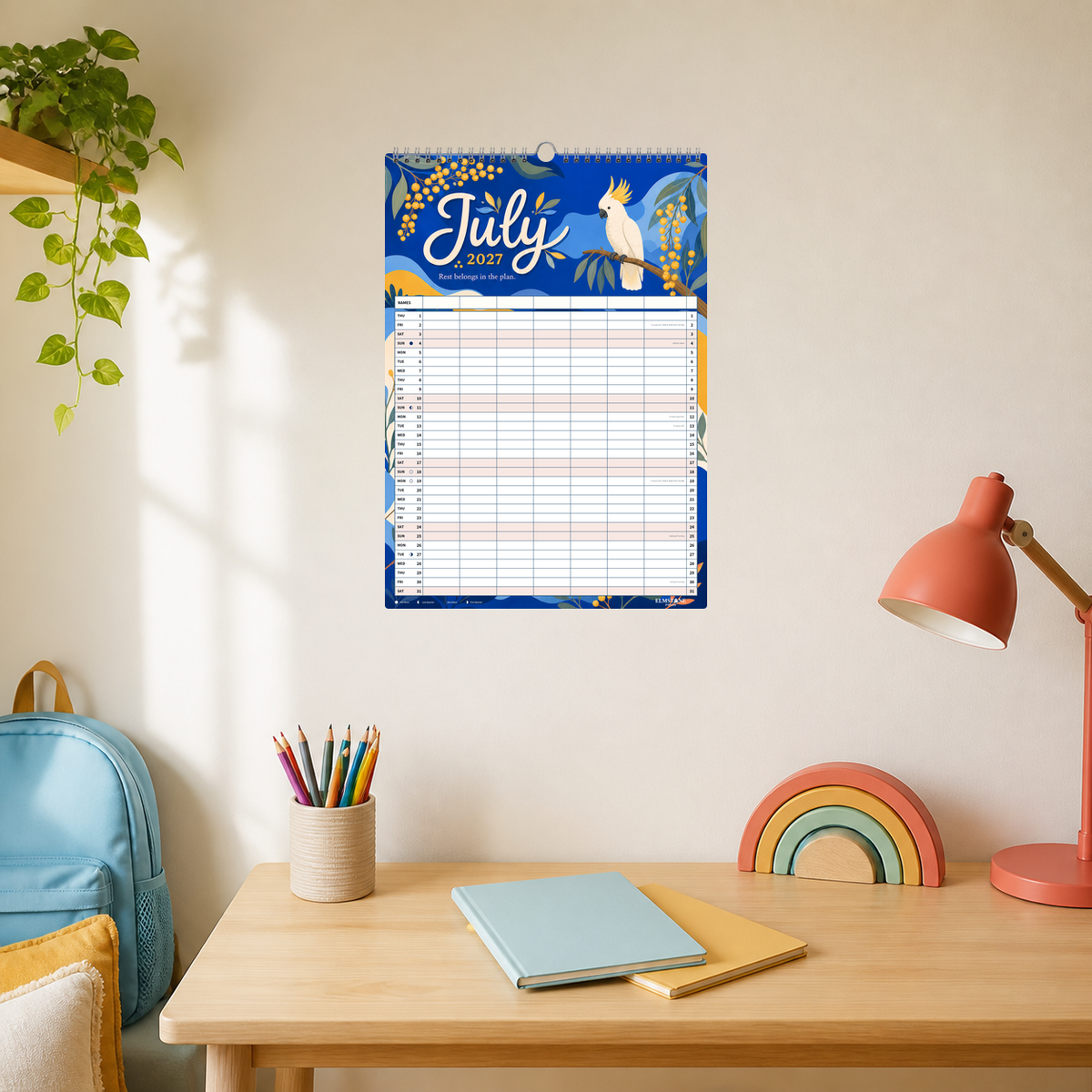 2027 Wild & Wattle - ONE BIG US A3 Australian Family Organiser Calendar - Image 06