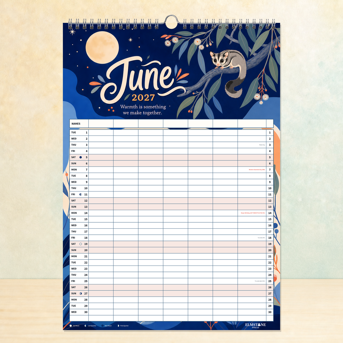 2027 Wild & Wattle - ONE BIG US A3 Australian Family Organiser Calendar - Image 10