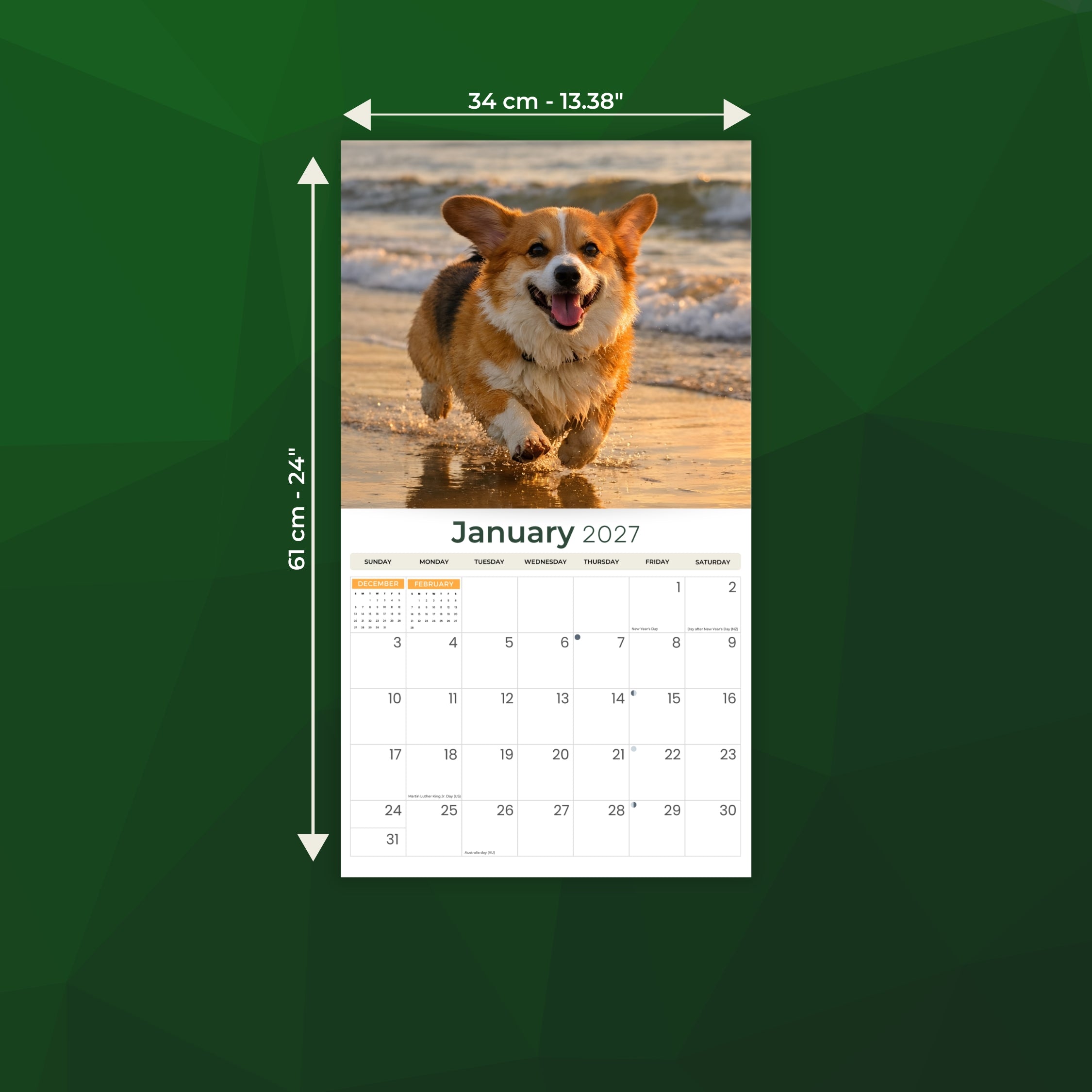 2027 Corgis - Deluxe Wall Calendar