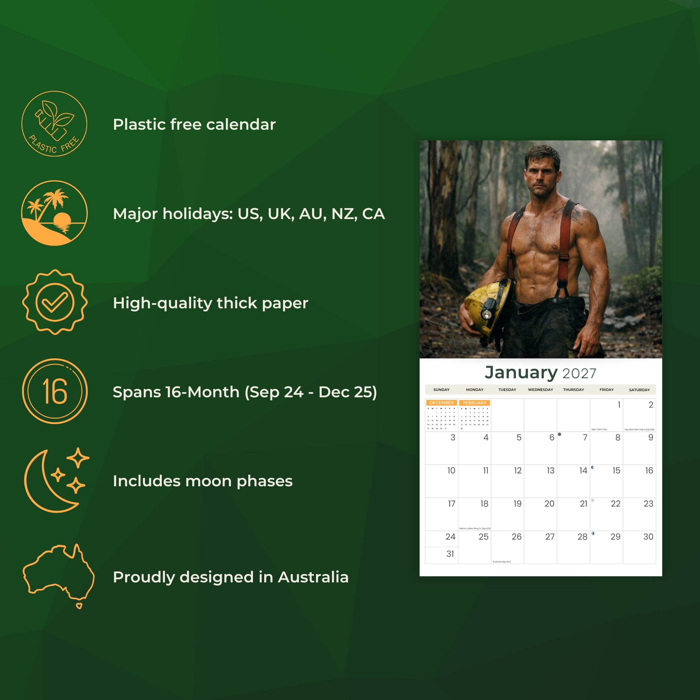 2027 Firefighters - Deluxe Wall Calendar