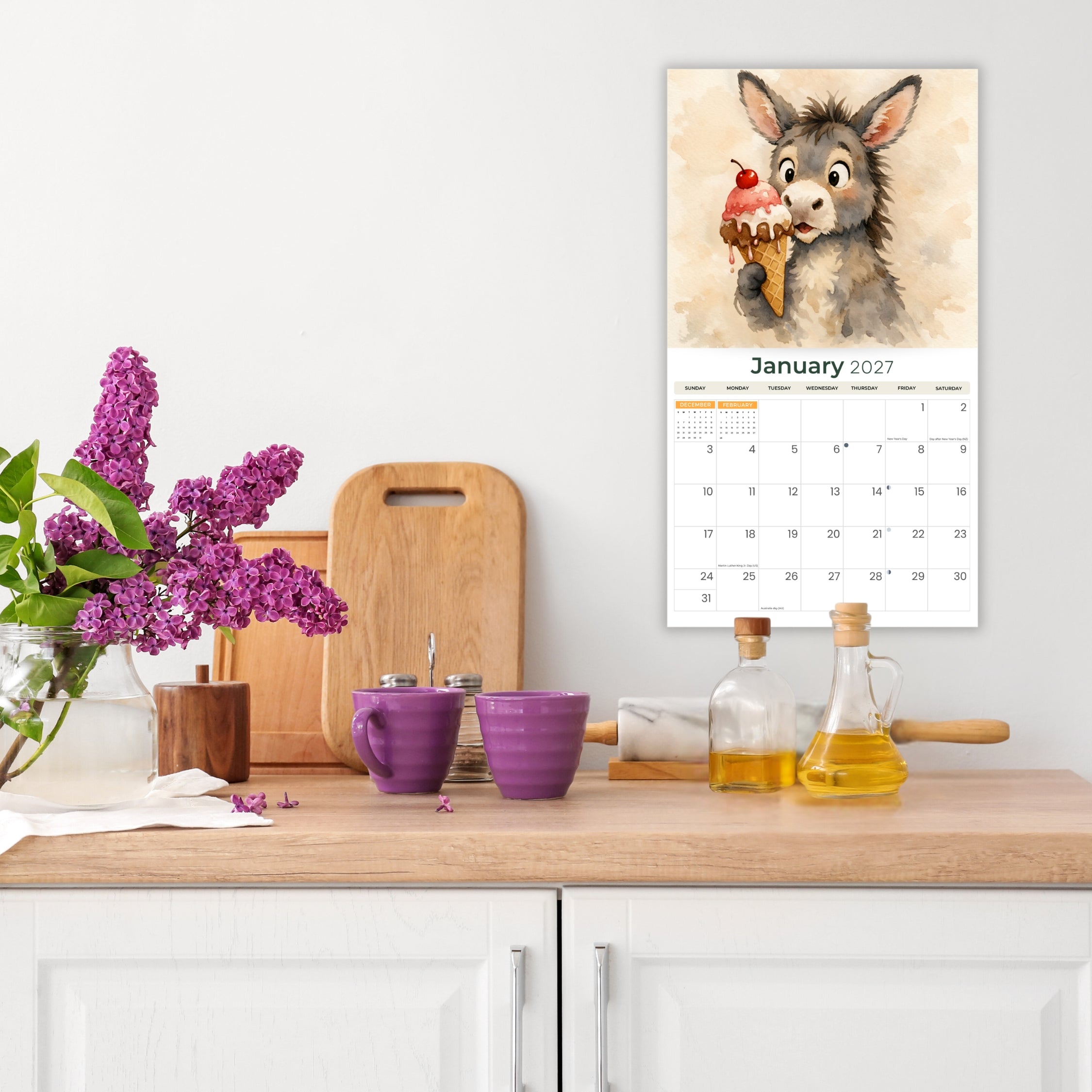 2027 The Art Of Donkeys - Deluxe Wall Calendar