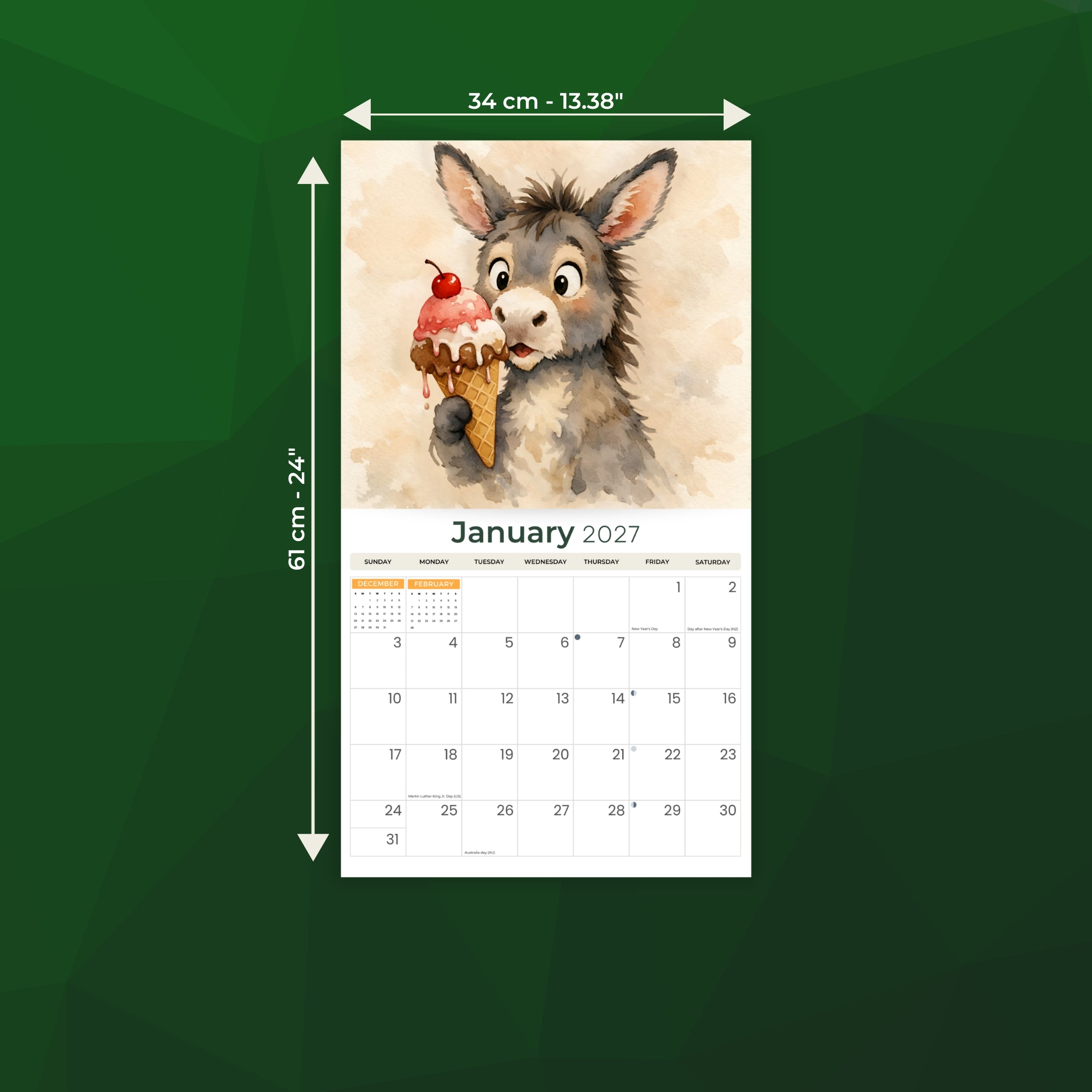 2027 The Art Of Donkeys - Deluxe Wall Calendar