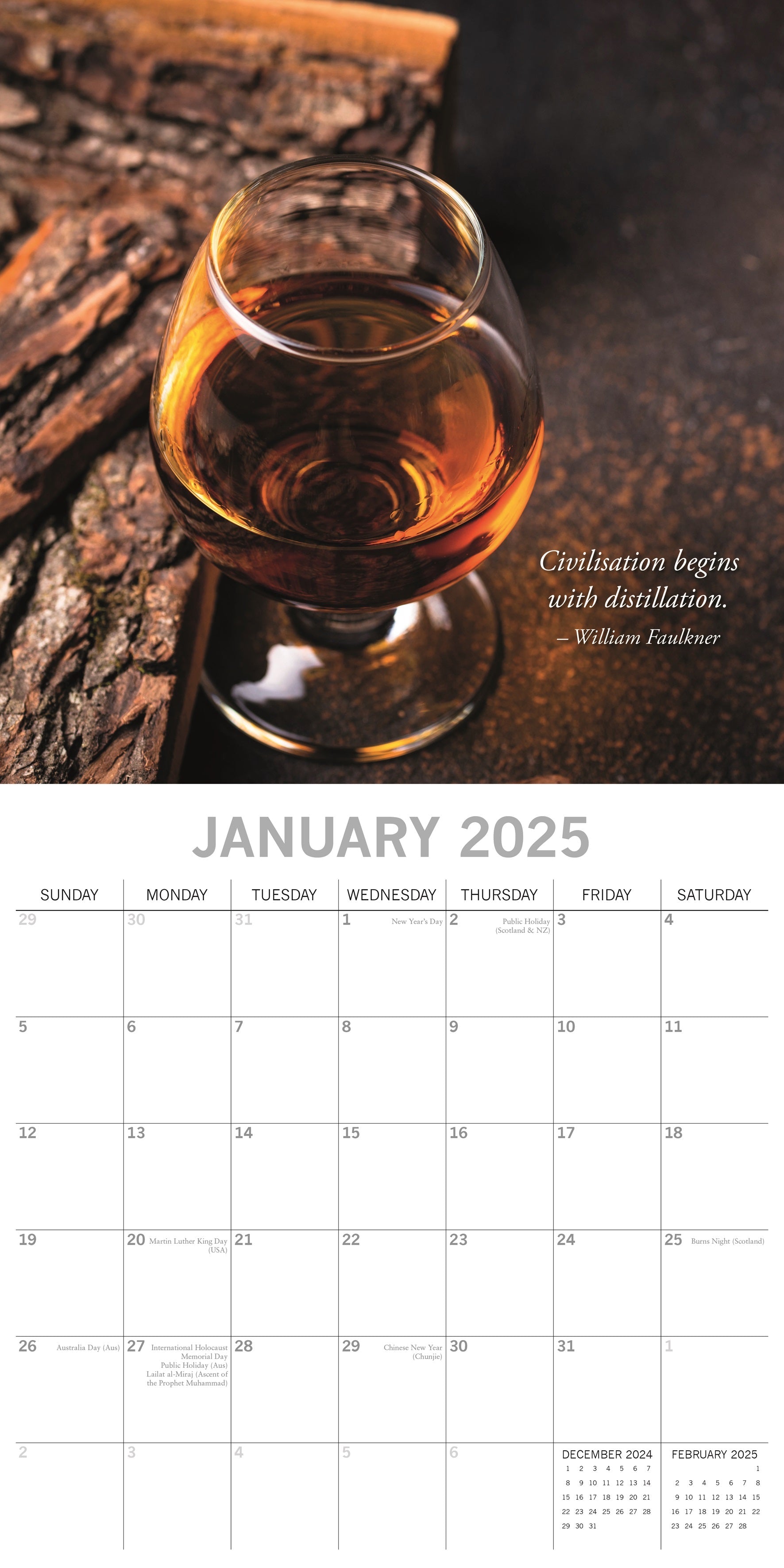 2025 Whisky - Square Wall Calendar