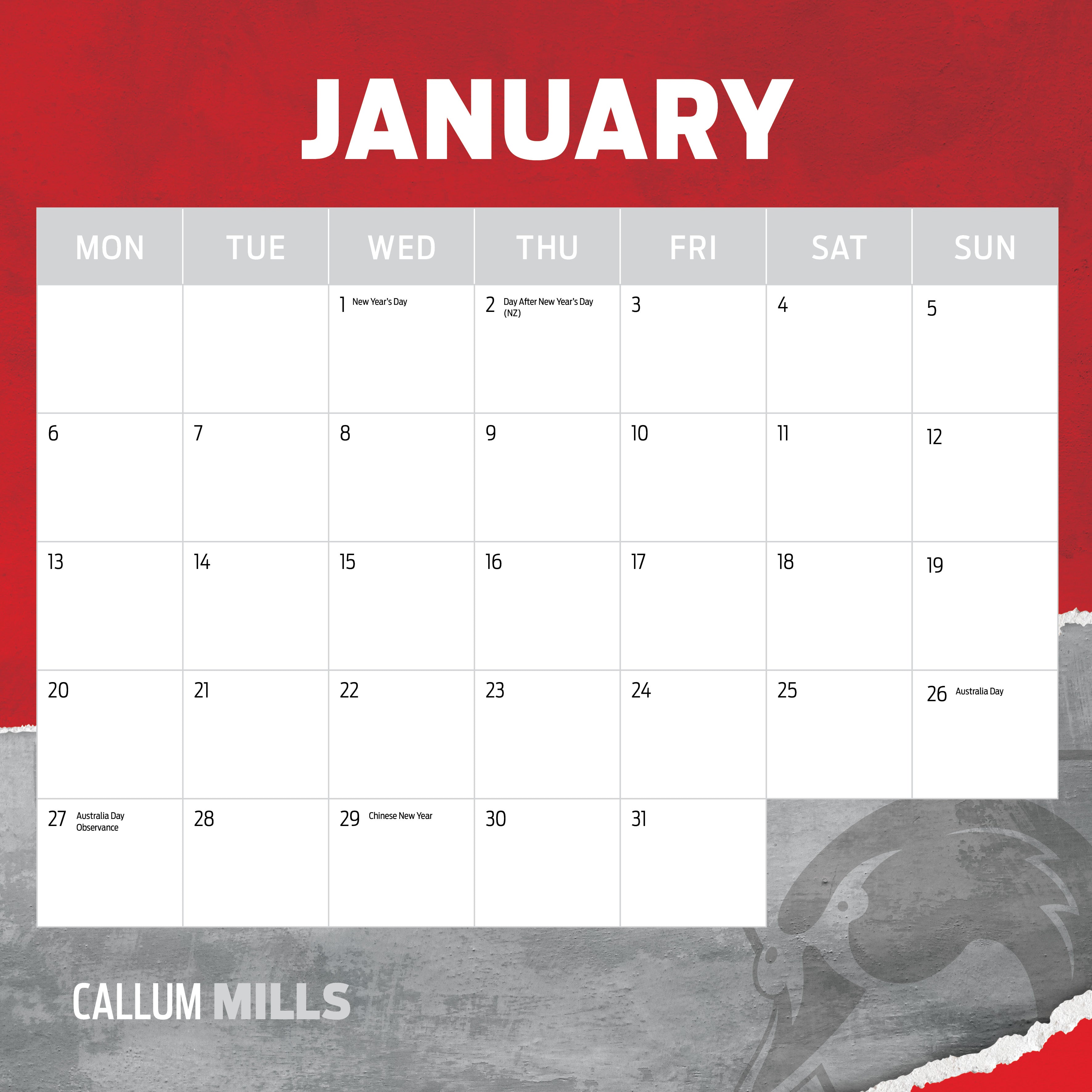 2025 AFL Sydney Swans - Square Wall Calendar