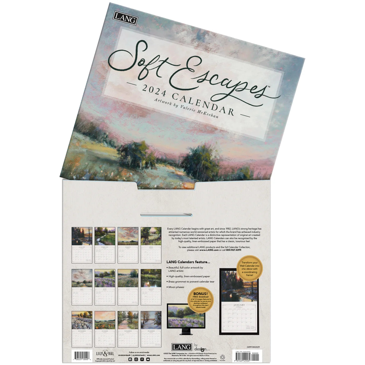 2024 LANG Soft Escapes By Lily & Val - Deluxe Wall Calendar