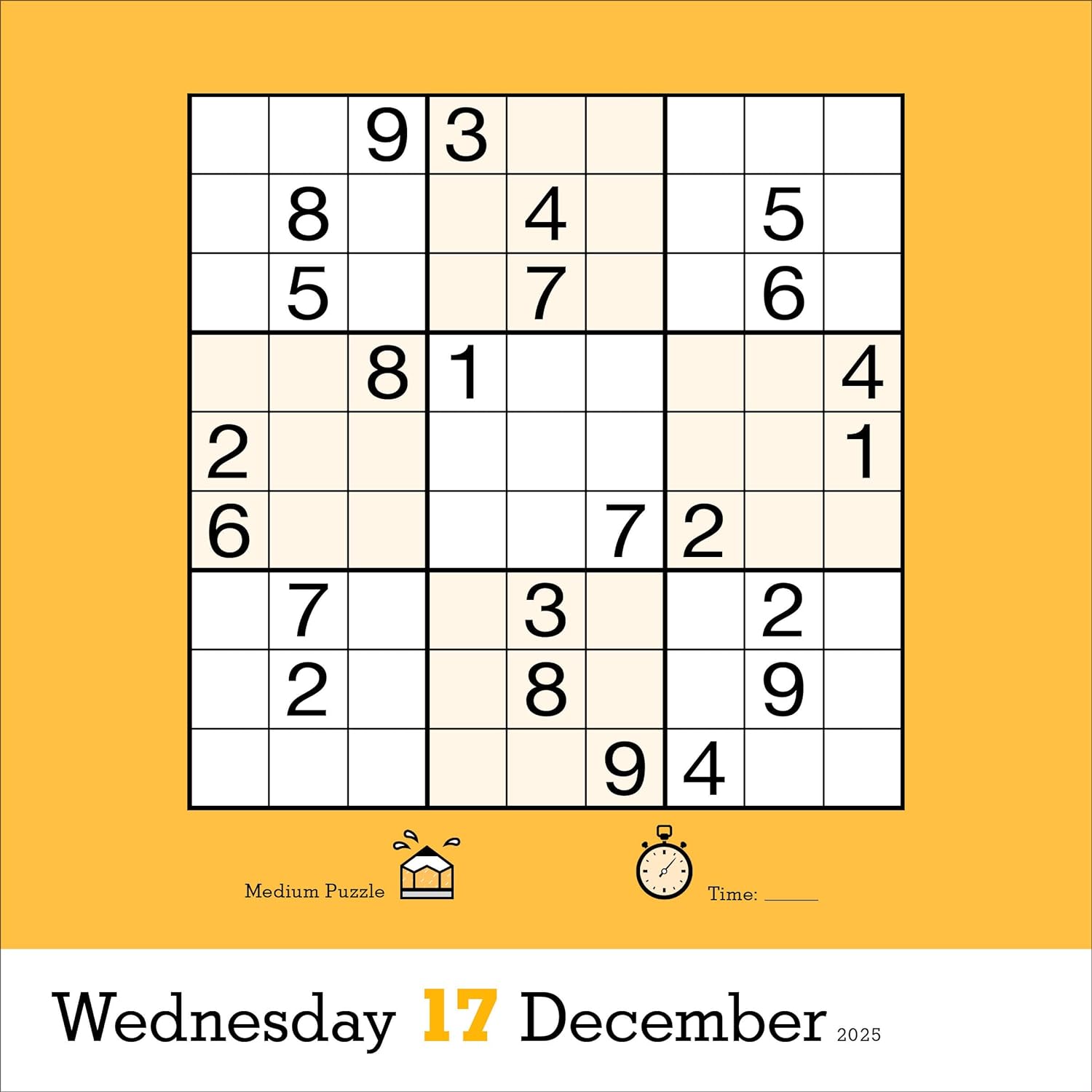 2025 Original Sudoku - Daily Boxed Page-A-Day Calendar