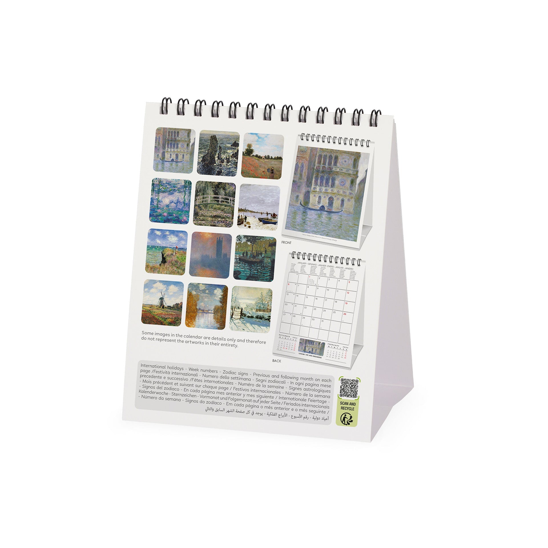 2025 Claude Monet by Legami - Desk Easel Calendar