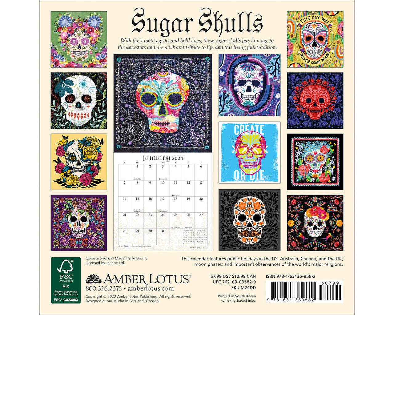 2024 Sugar Skulls - Mini Square Wall Calendar  SOLD OUT