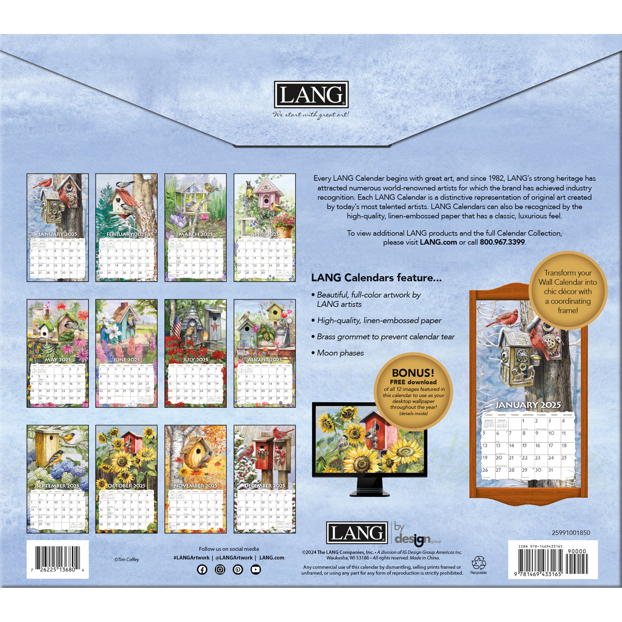 2025 LANG Birdhouses by Tim Coffey - Deluxe Wall Calendar