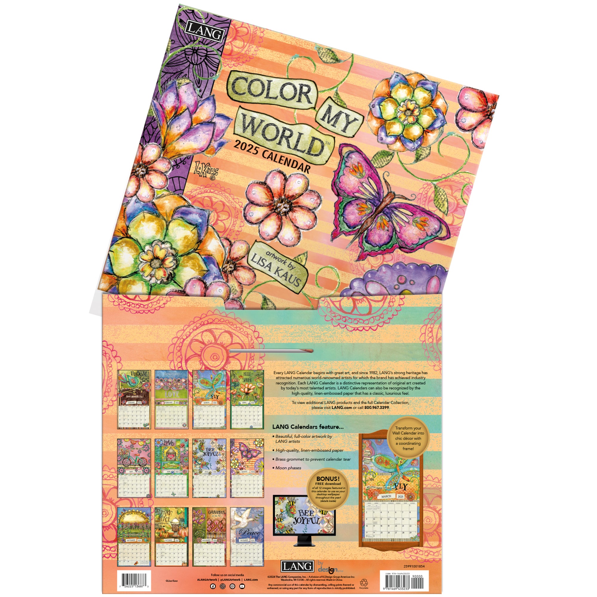 2025 LANG Color My World By Lisa Kaus - Deluxe Wall Calendar