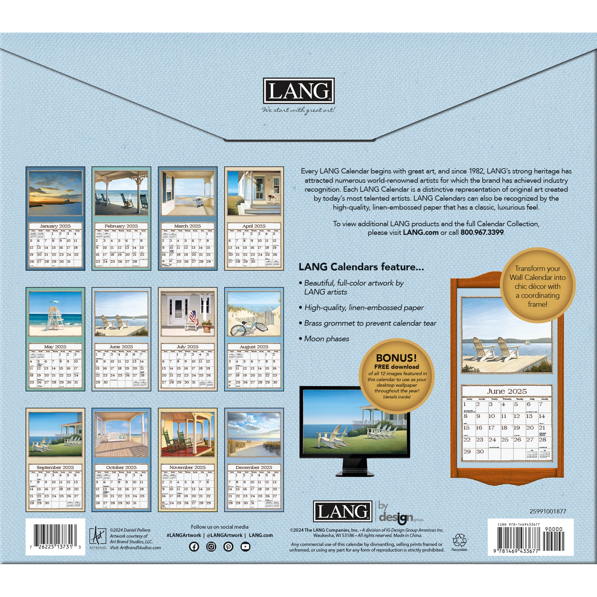 2025 LANG Seaside By Daniel Pollera - Deluxe Wall Calendar