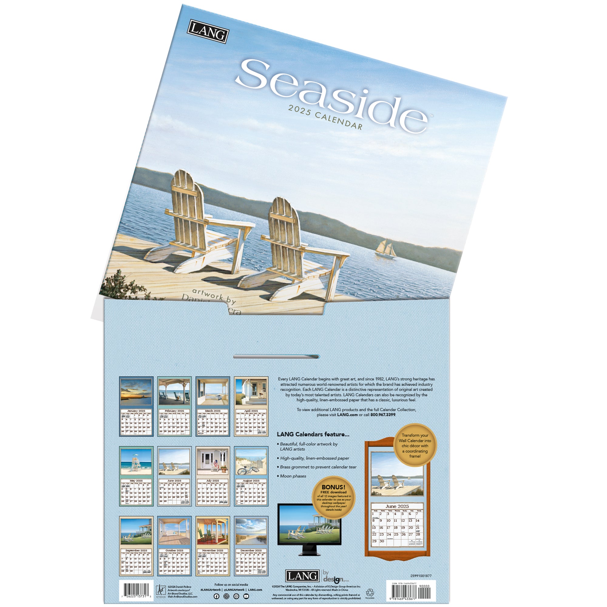 2025 LANG Seaside By Daniel Pollera - Deluxe Wall Calendar