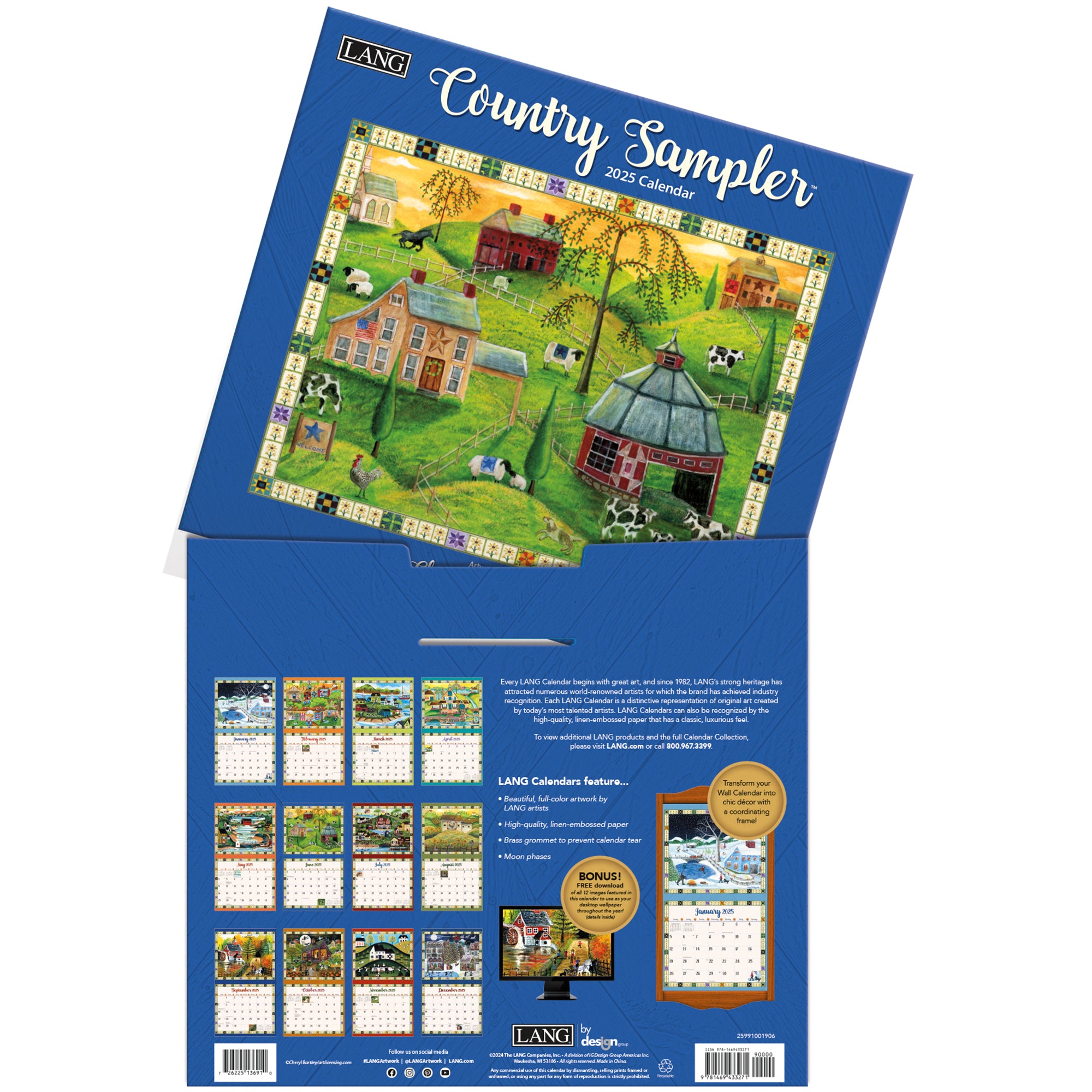 2025 LANG Country Sampler By Cheryl Bartley - Deluxe Wall Calendar