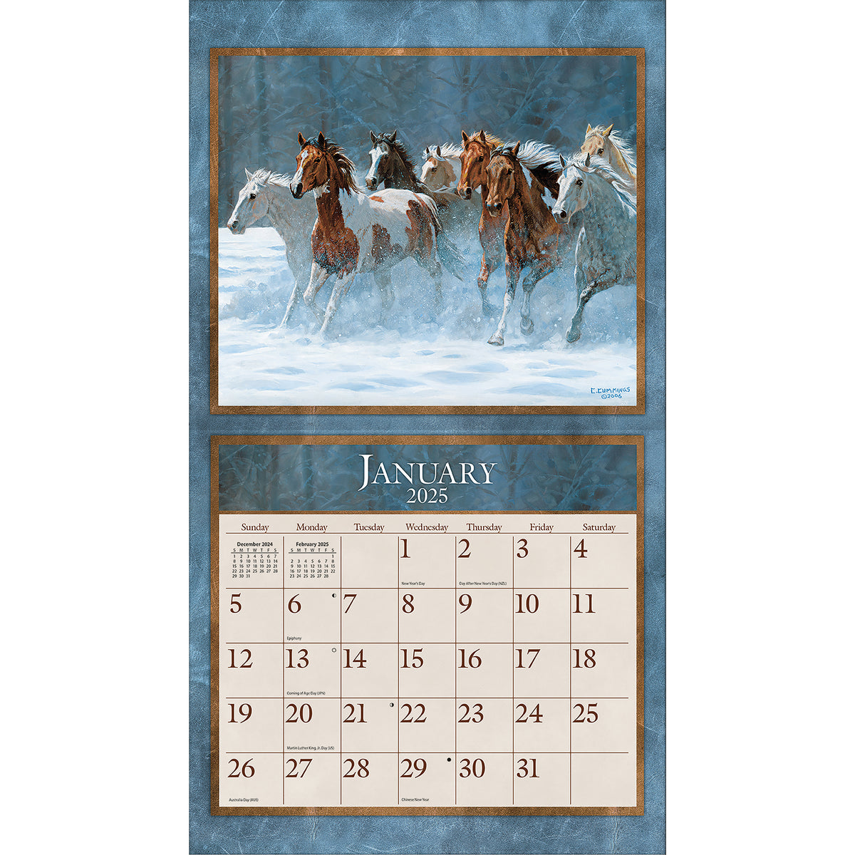 2025 LANG Horses In The Mist Deluxe Wall Calendar