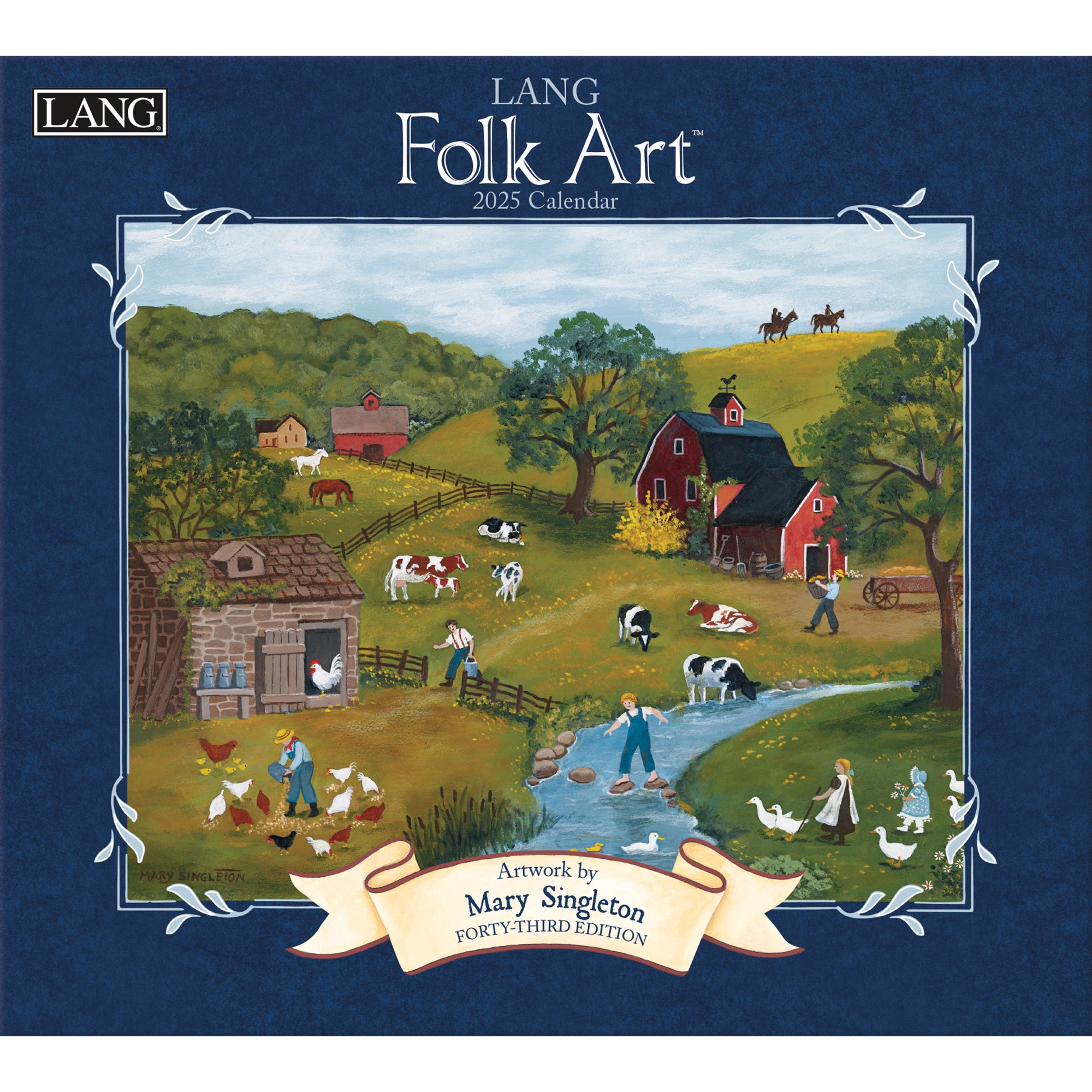 2025 LANG Folk Art By Mary Singleton Deluxe Wall Calendar