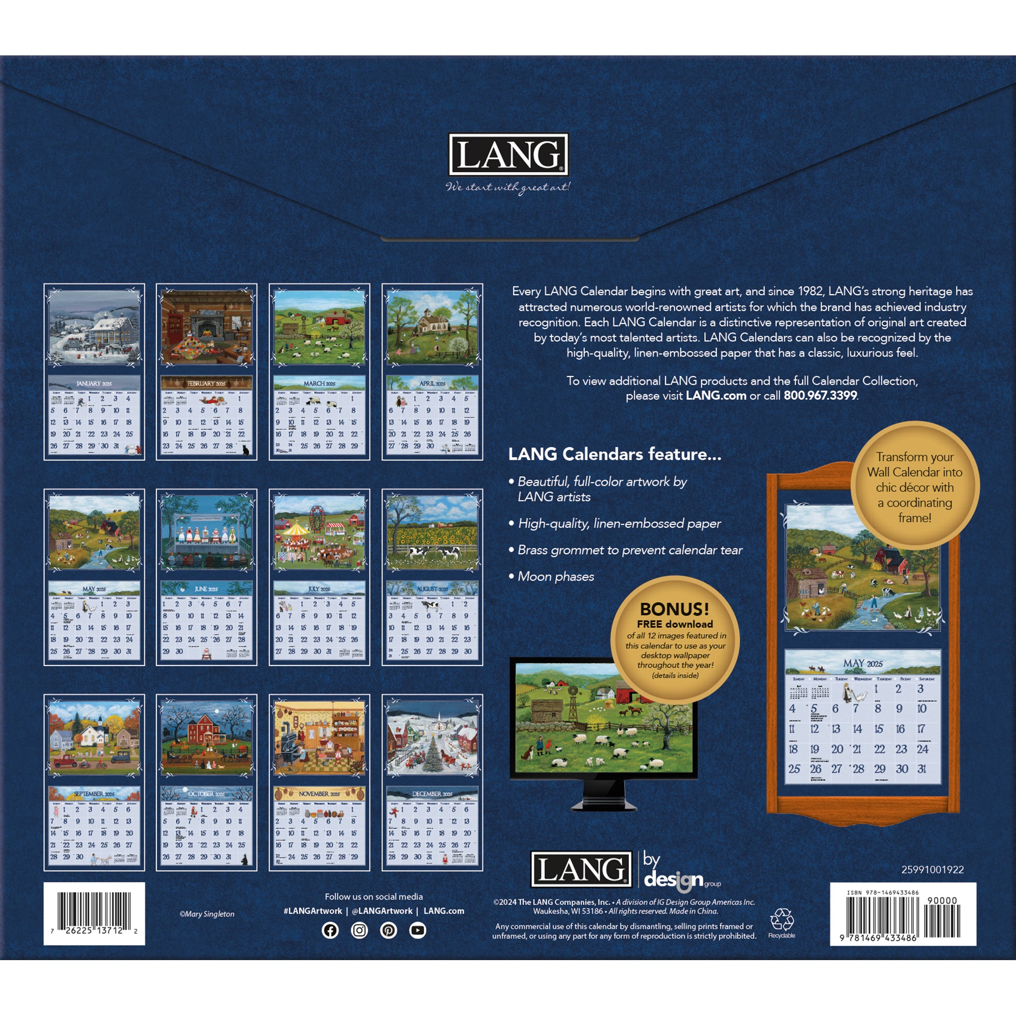 Lang Folk Art Calendar 2025 