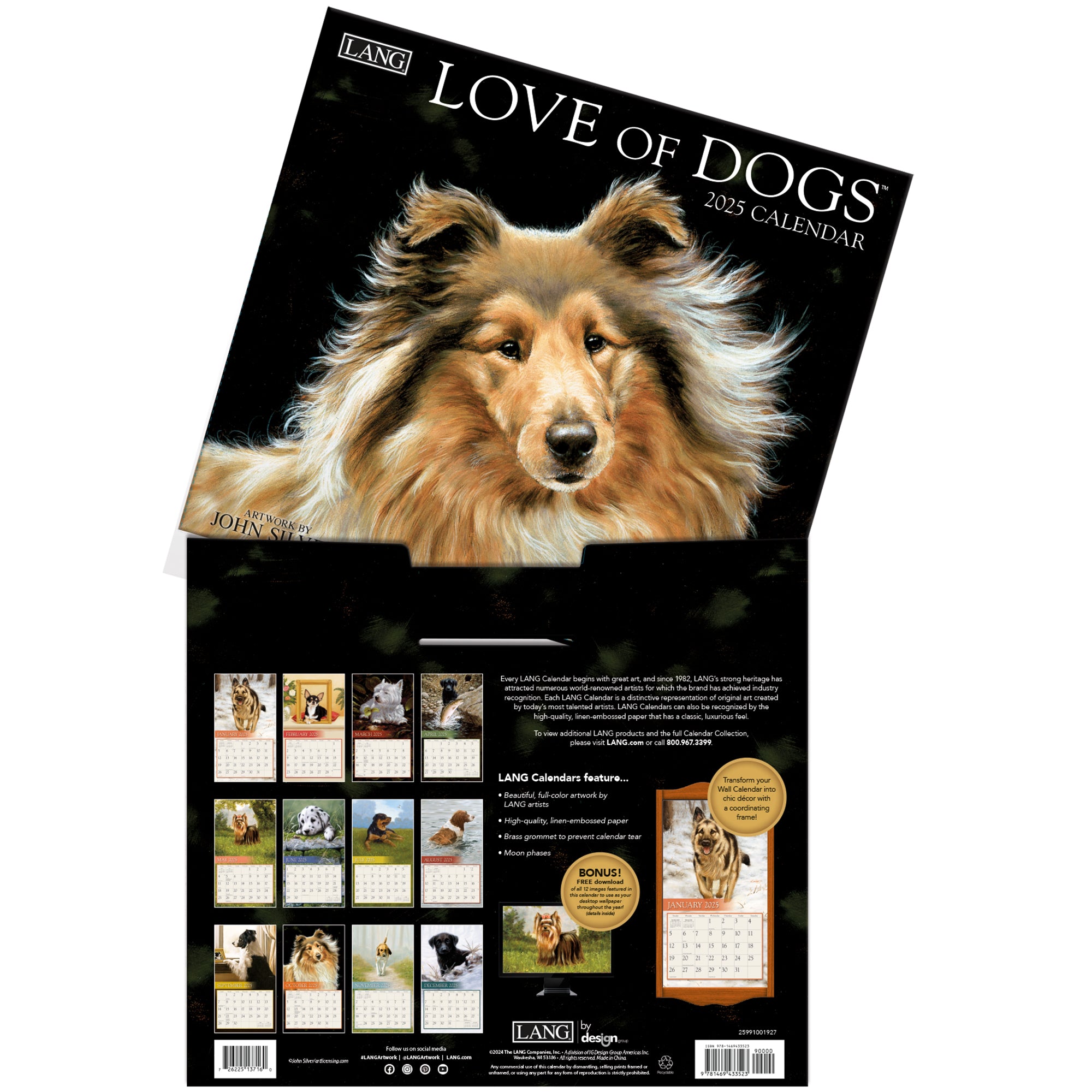 2025 LANG Love Of Dogs By John Silver - Deluxe Wall Calendar