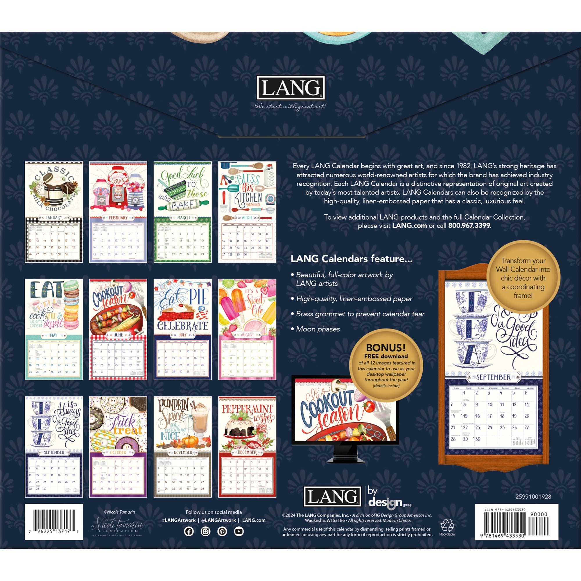 2025 LANG Love To Cook By Nicole Tamarin - Deluxe Wall Calendar