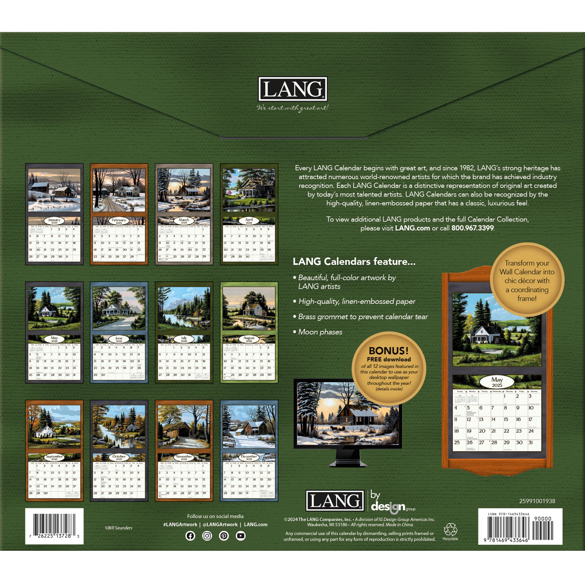 2025 LANG Road Home By Bill Saunders - Deluxe Wall Calendar