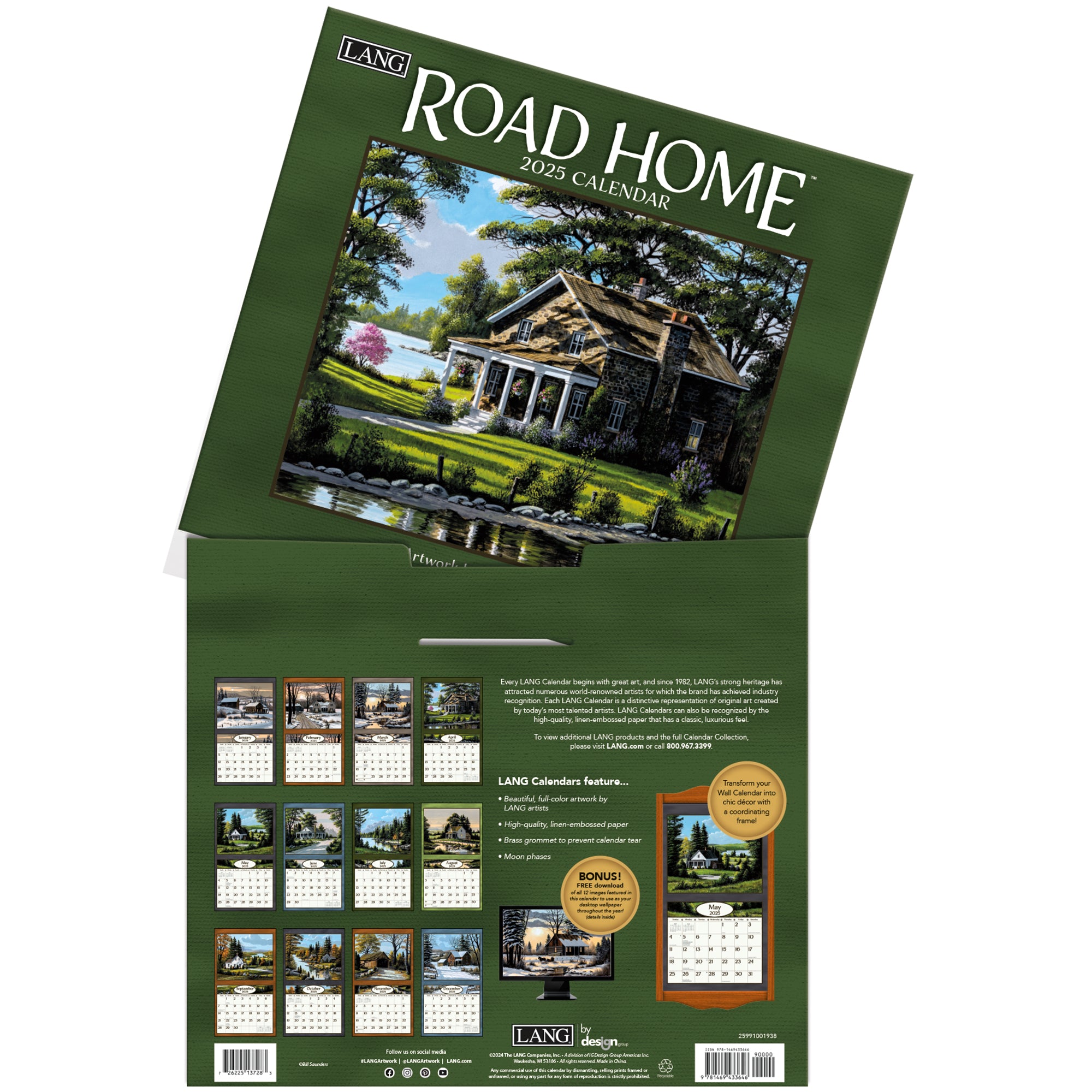 2025 LANG Road Home By Bill Saunders - Deluxe Wall Calendar