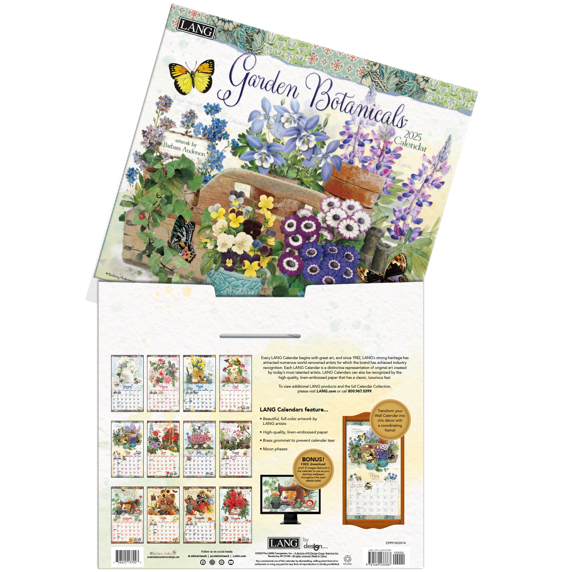 2025 LANG Garden Botanicals by Barbara Anderson - Deluxe Wall Calendar