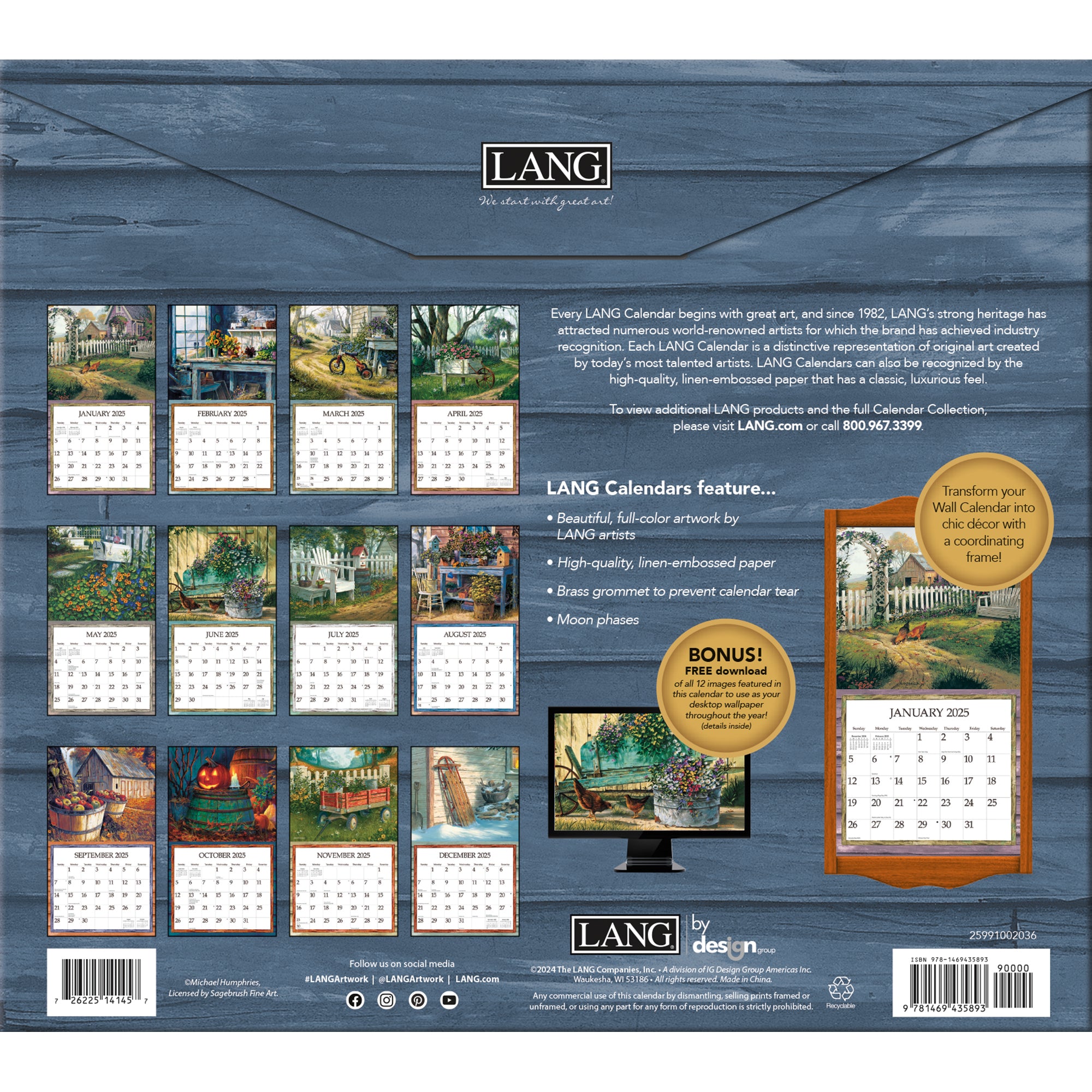 2025 LANG Simple Country by Michael Humphries - Deluxe Wall Calendar