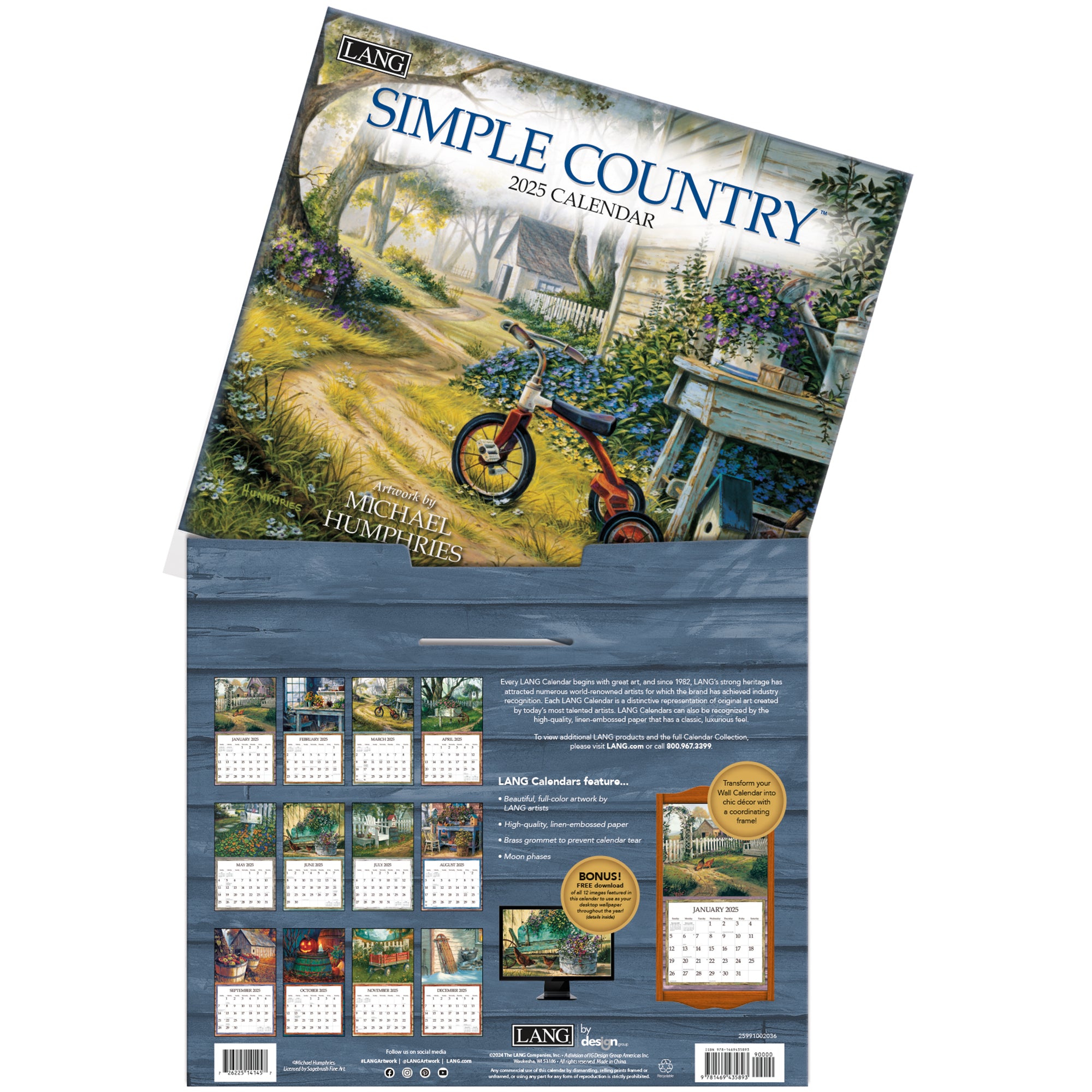 2025 LANG Simple Country by Michael Humphries - Deluxe Wall Calendar