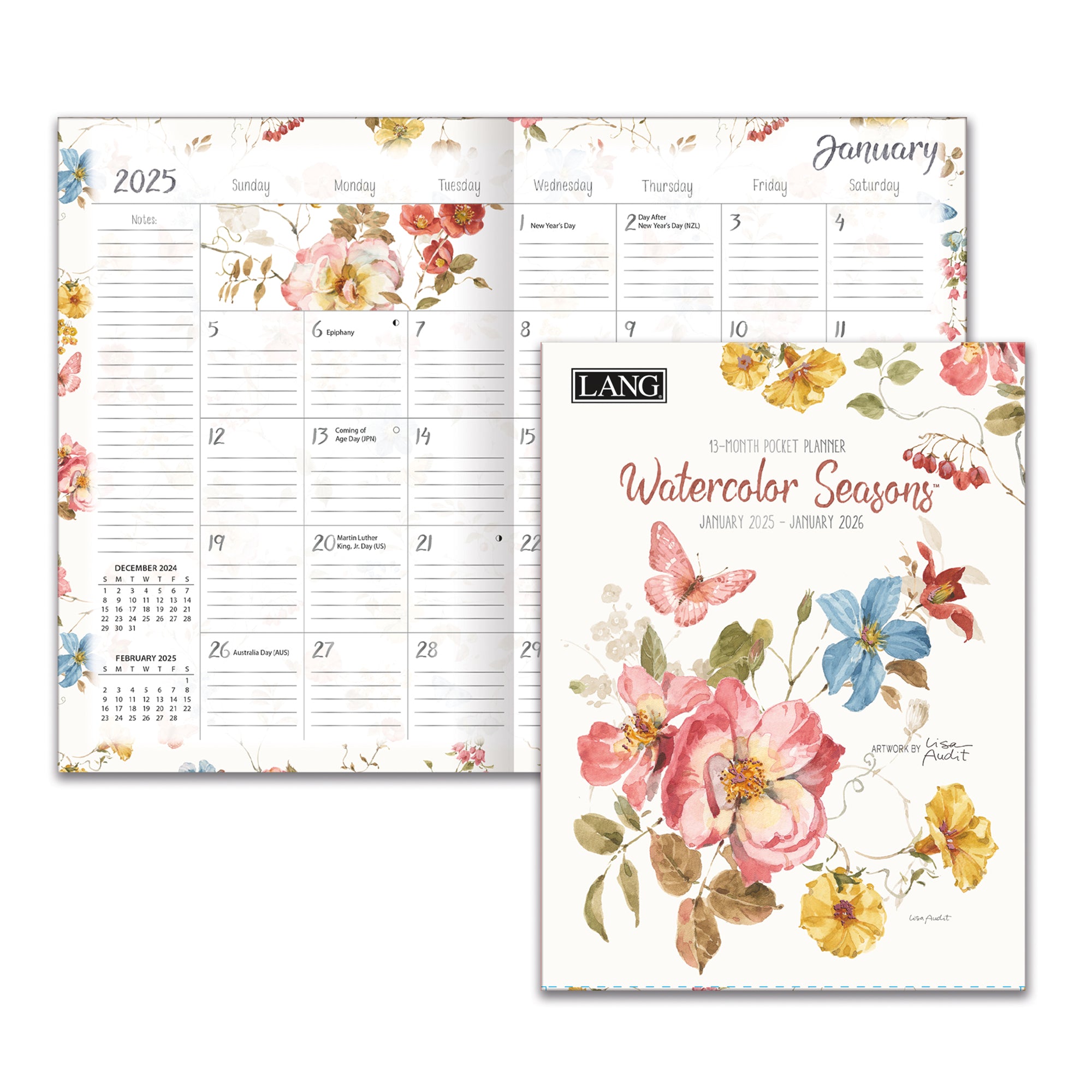 2025 LANG Watercolor Seasons - 13 Month Pocket Diary/Planner