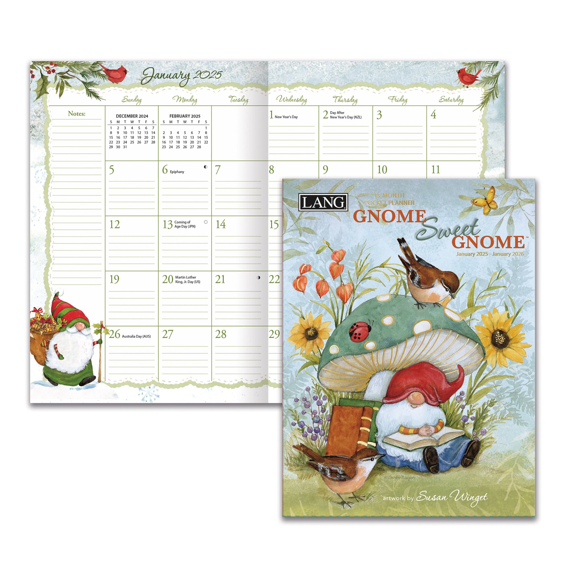 2025 LANG Gnome Sweet Gnome - 13 Month Pocket Diary/Planner