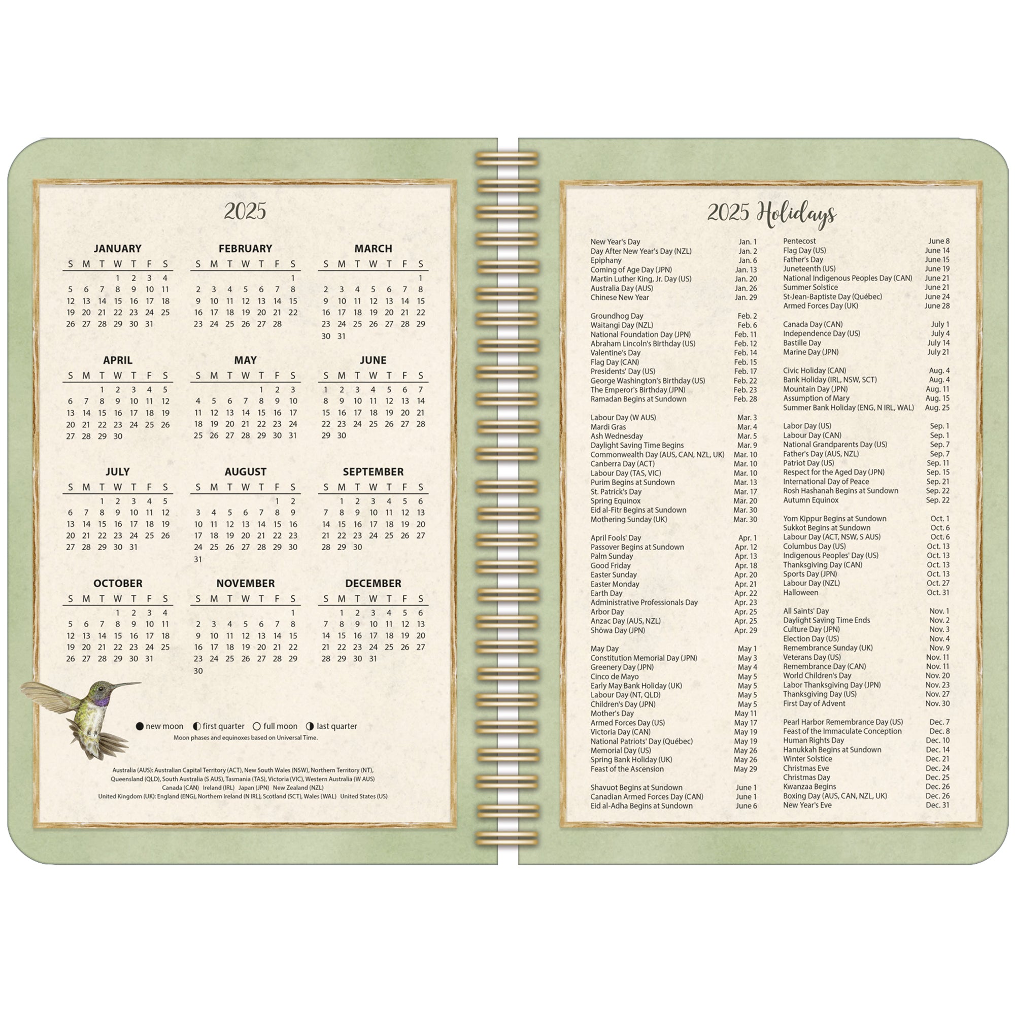 2025 LANG Birds In The Garden - Monthly Engagement Diary/Planner