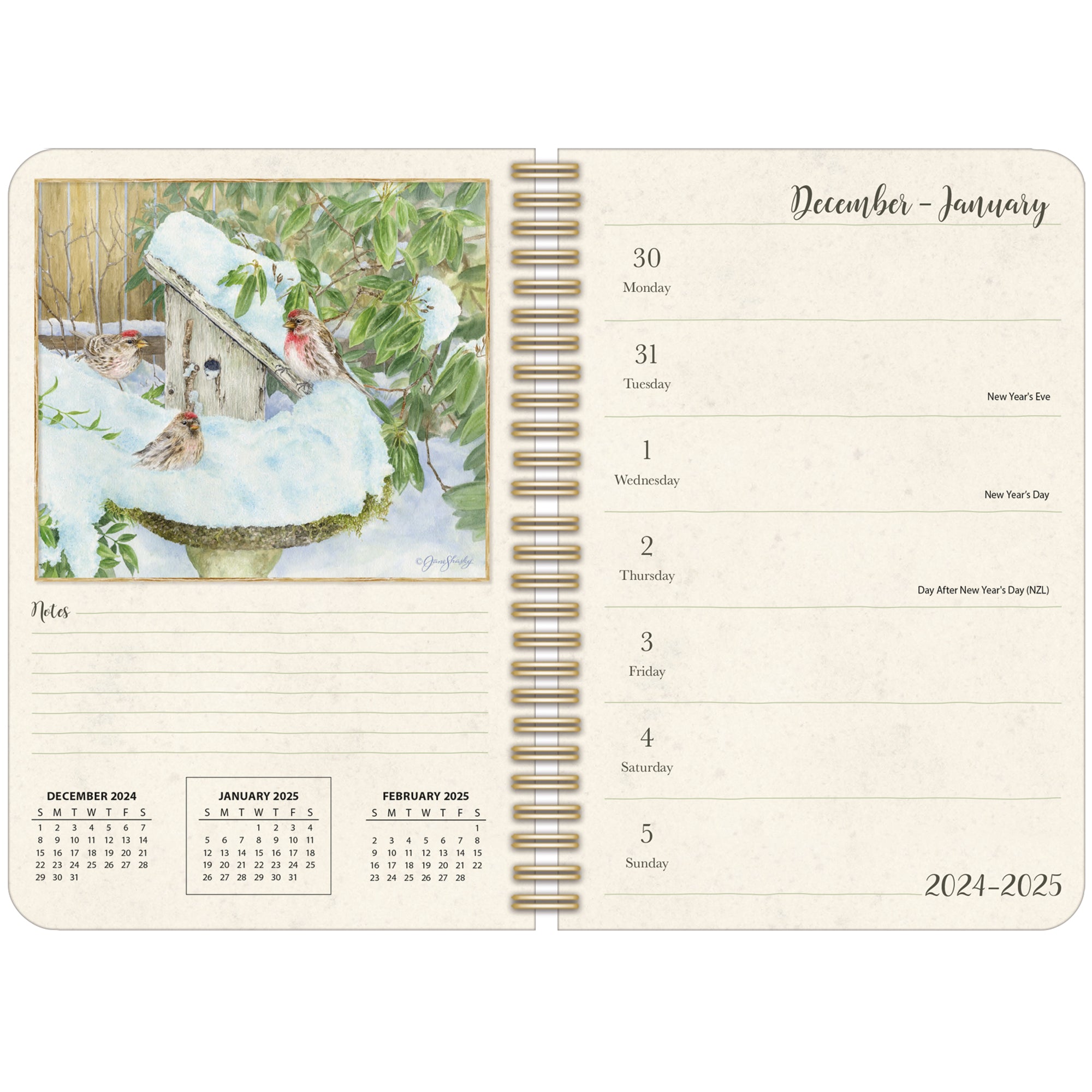 2025 LANG Birds In The Garden - Monthly Engagement Diary/Planner